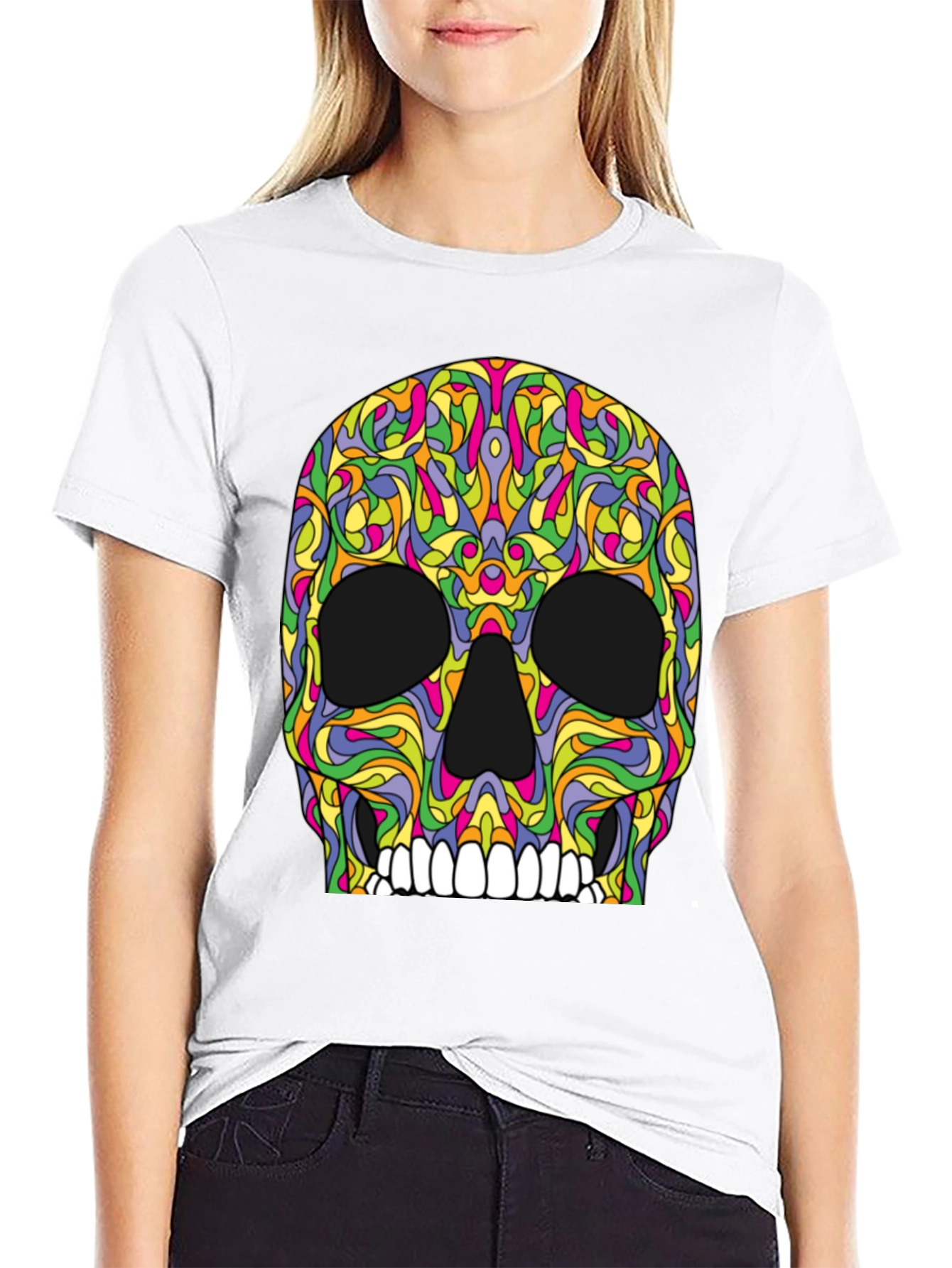 Psychedelic Skull T-Shirt - Black Graphic Tee