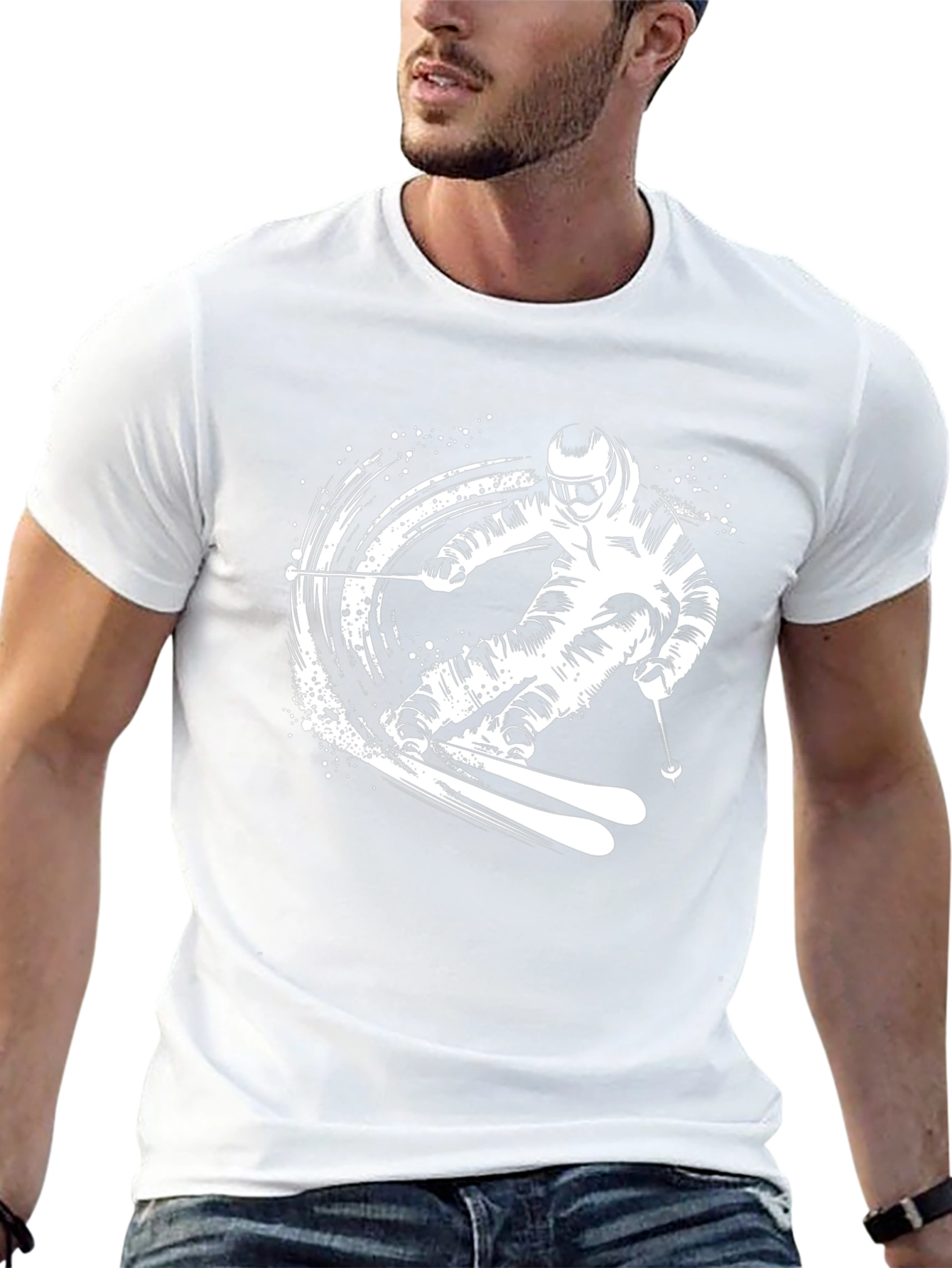 Skiing T-Shirt | Black Graphic Tee