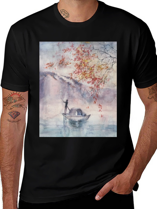 Watercolor Boat T-Shirt - Artistic Graphic Tee