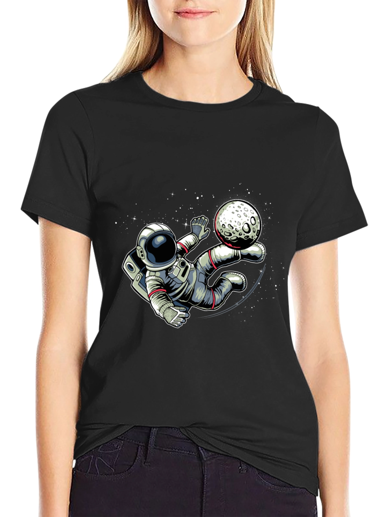 Astronaut Moon Kick T-Shirt - Space Soccer Tee