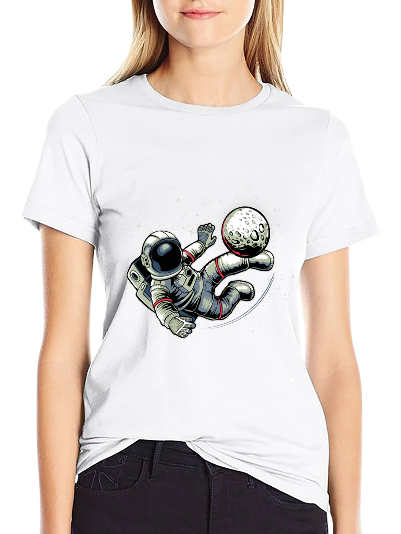 Astronaut Moon Kick T-Shirt - Space Soccer Tee