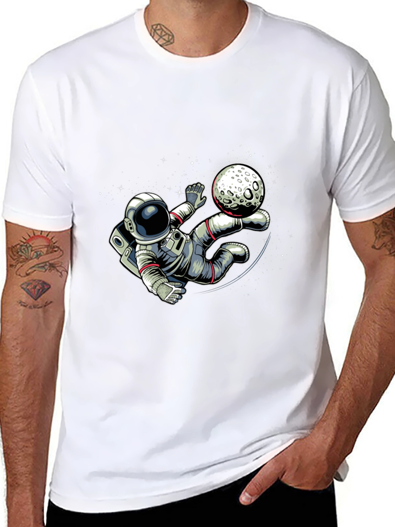 Astronaut Moon Kick T-Shirt - Space Soccer Tee