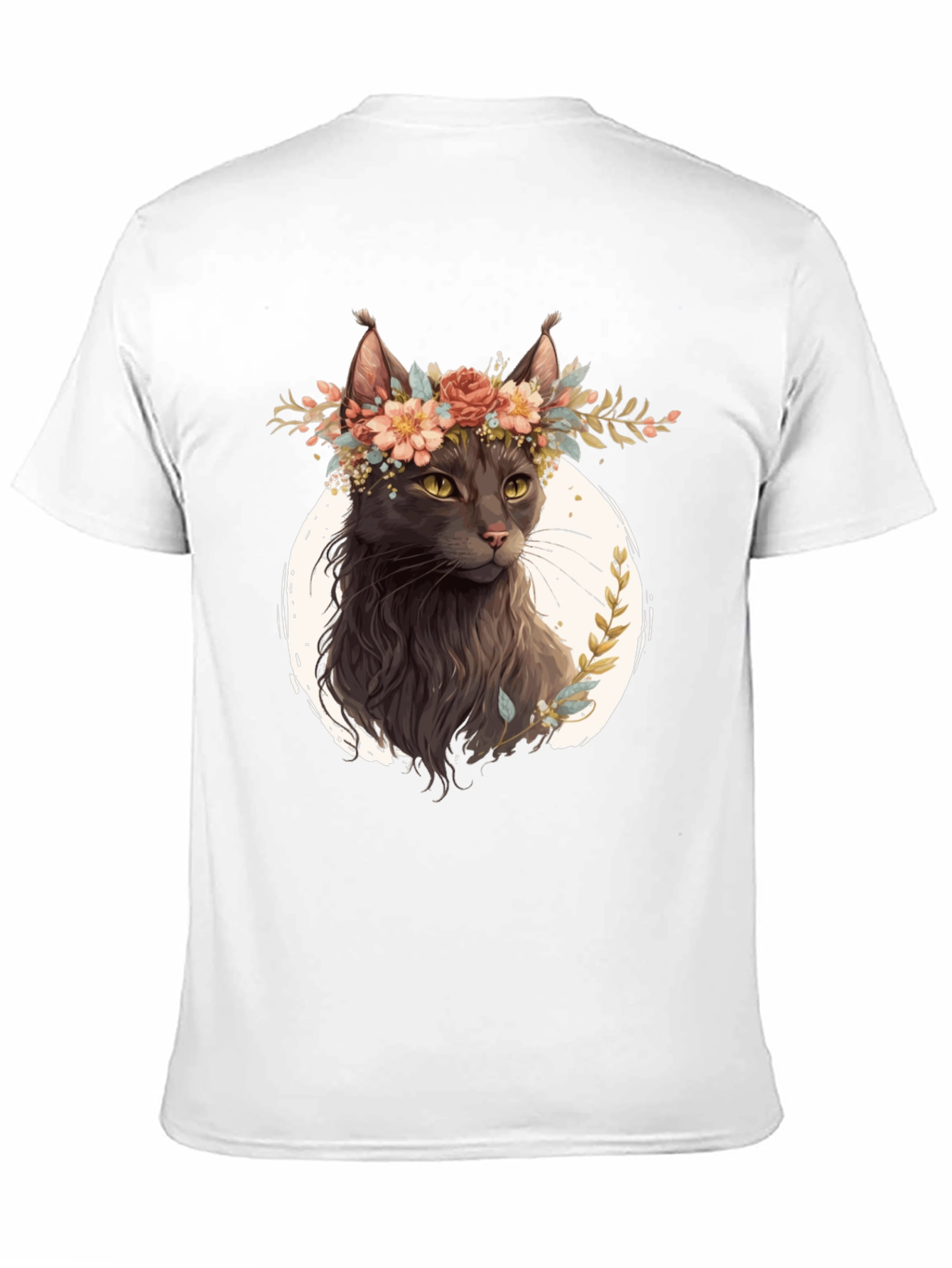 Cat Lover T-Shirt: Floral Crown Feline Tee