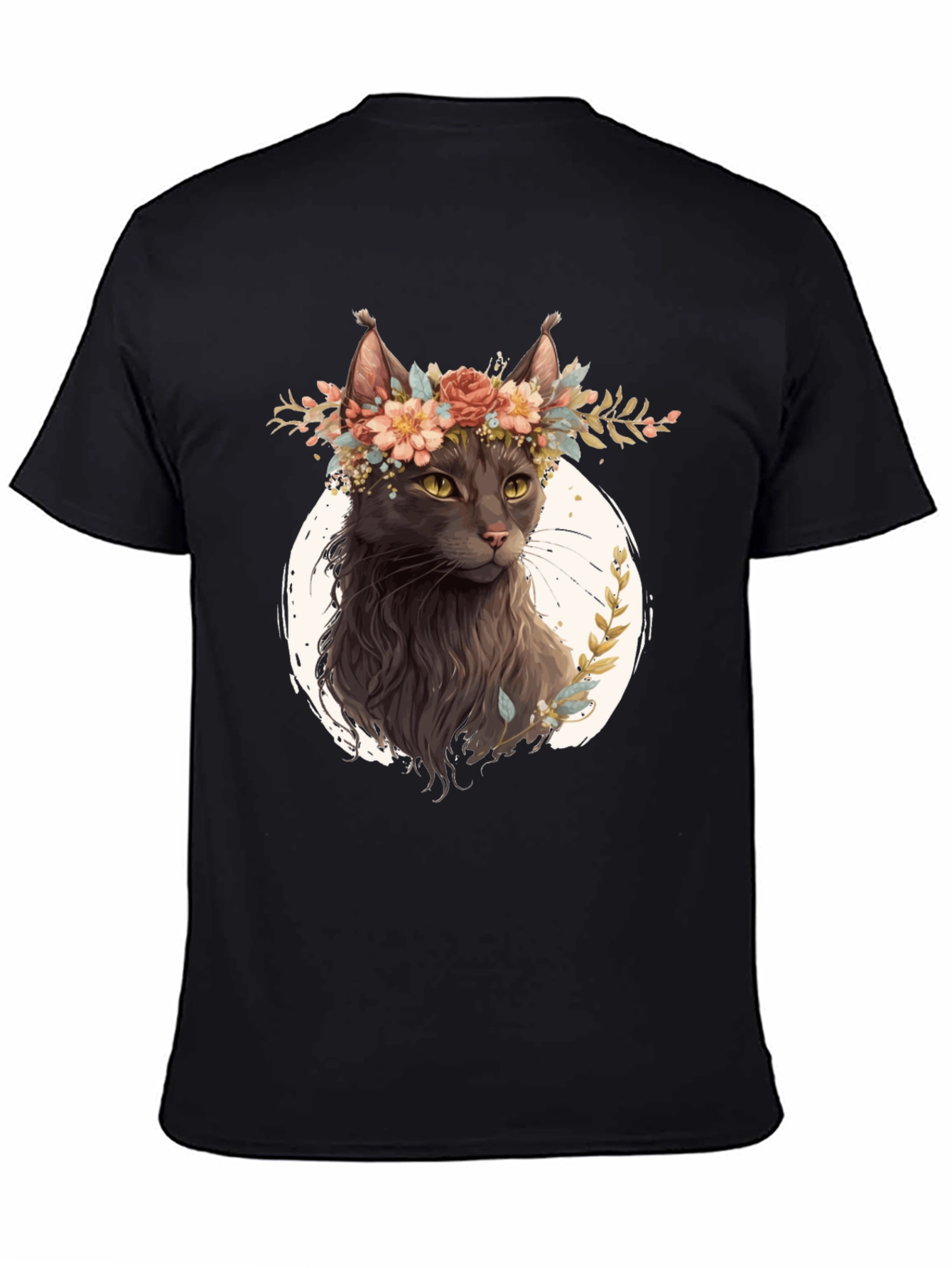 Cat Lover T-Shirt: Floral Crown Feline Tee