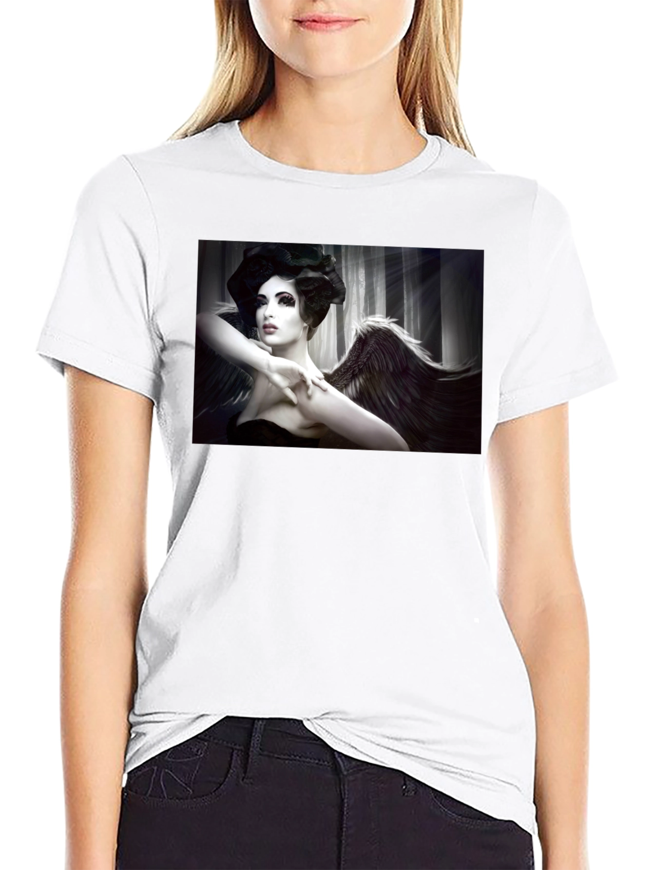 Angel Wings Graphic Black Tee