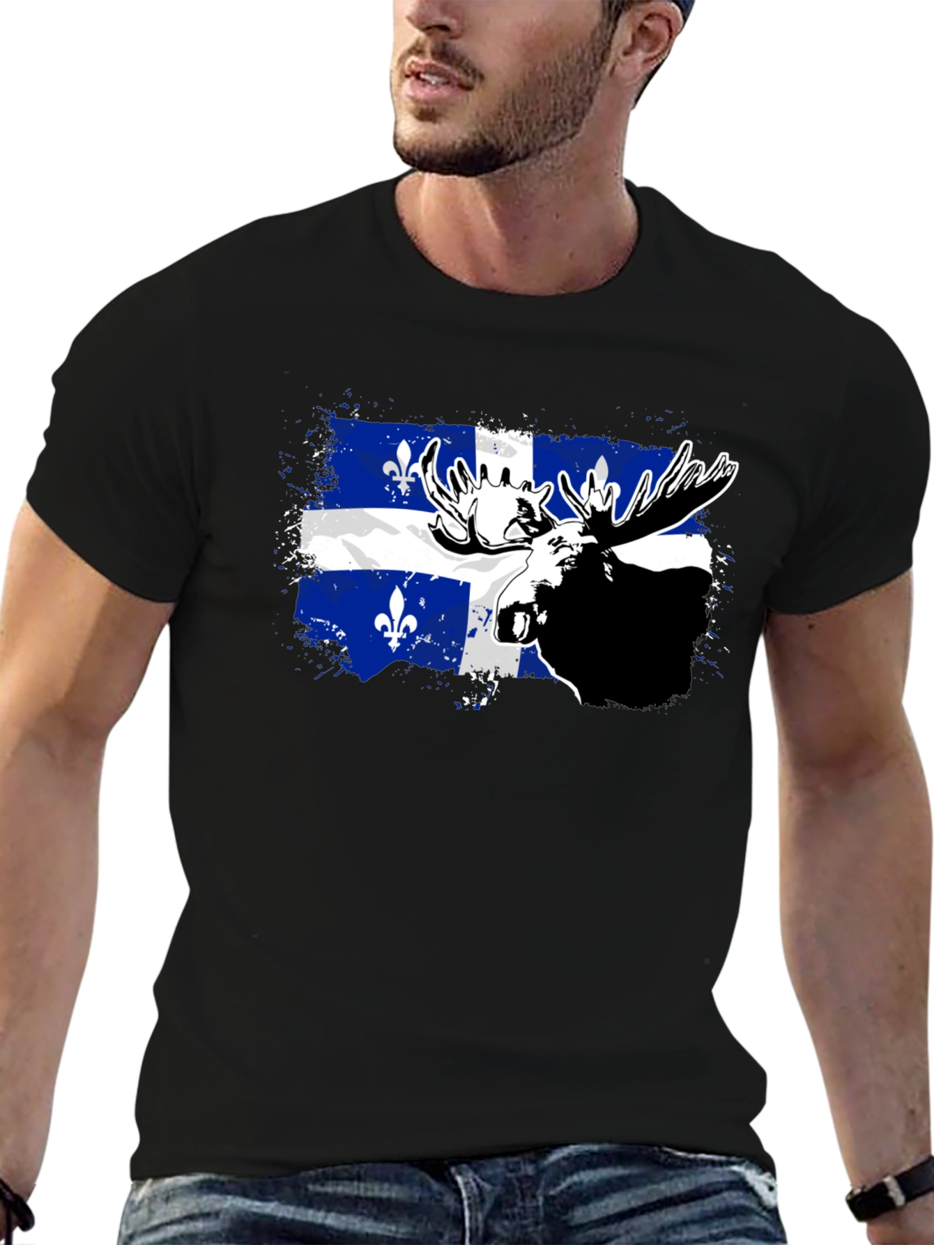 Quebec Moose T-Shirt - Mens Black Tee