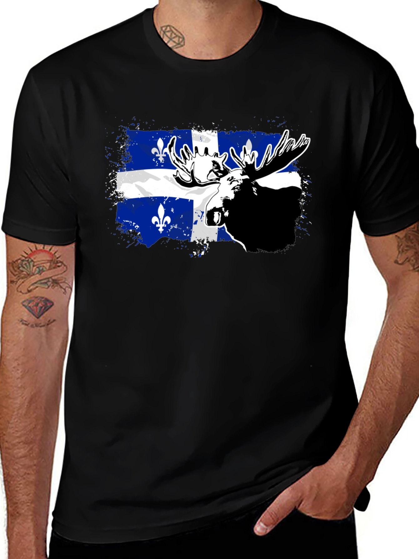 Quebec Moose T-Shirt - Mens Black Tee