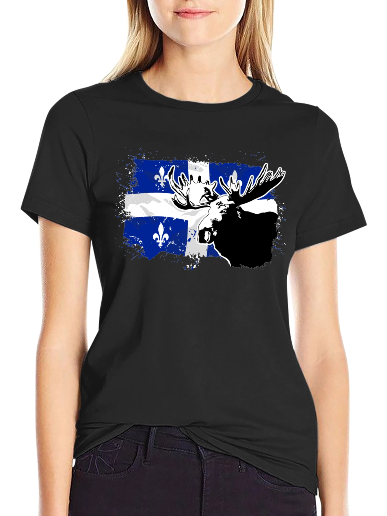 Quebec Moose T-Shirt - Mens Black Tee