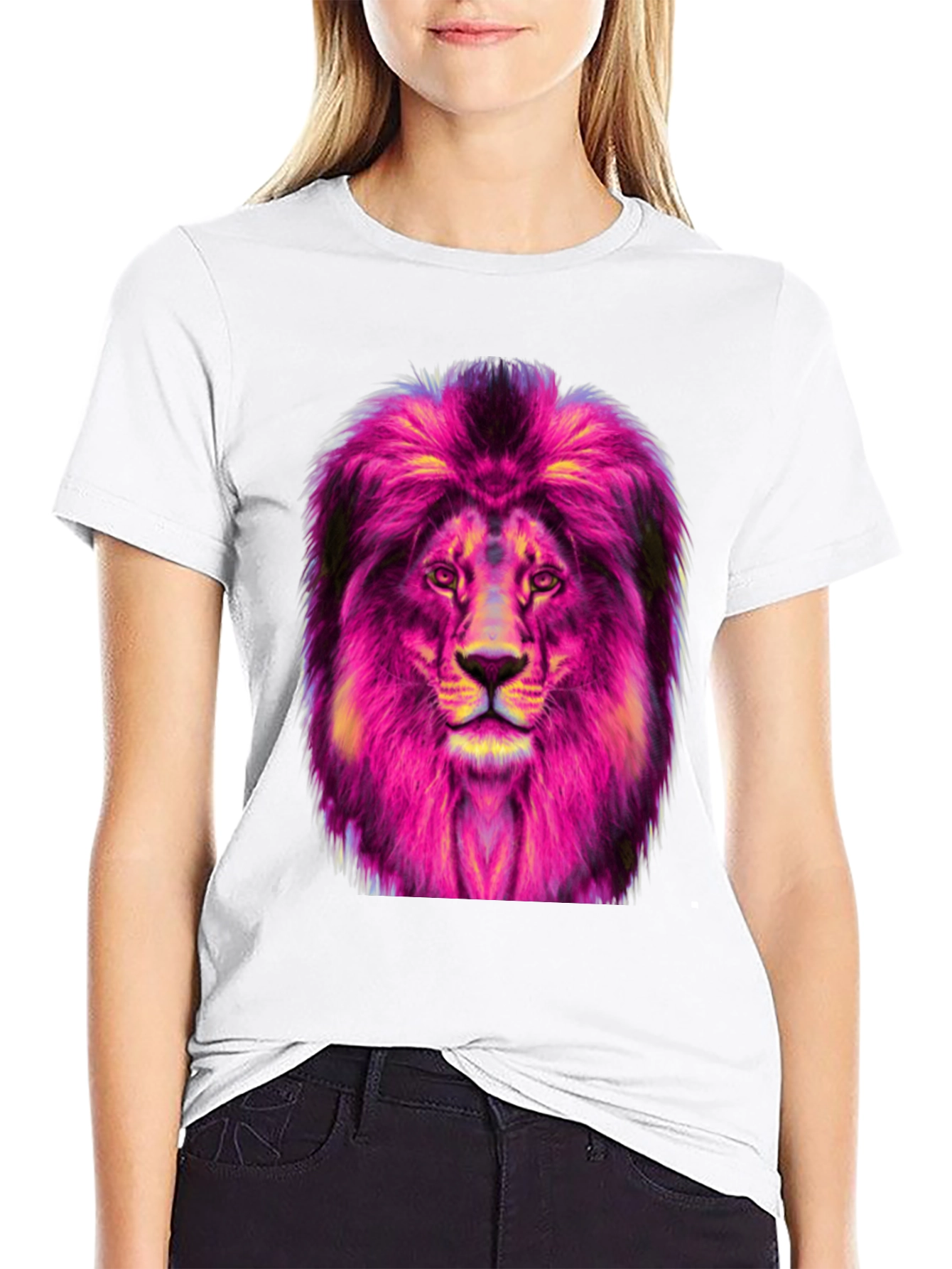 Vibrant Lion Graphic Tee - Mens Black T-Shirt