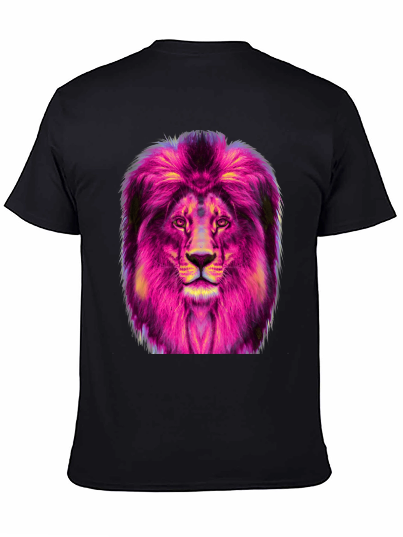 Vibrant Lion Graphic Tee - Mens Black T-Shirt