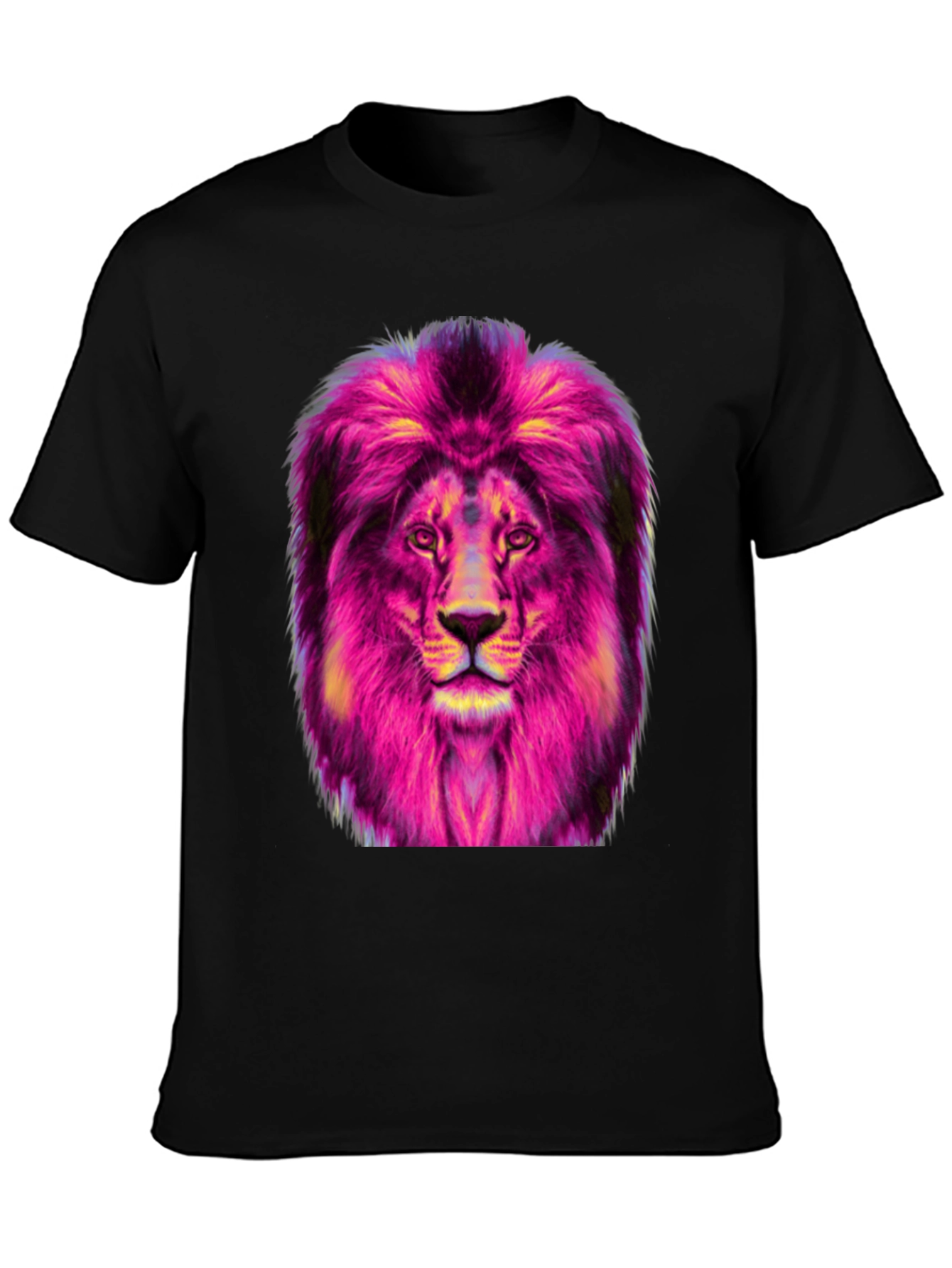 Vibrant Lion Graphic Tee - Mens Black T-Shirt