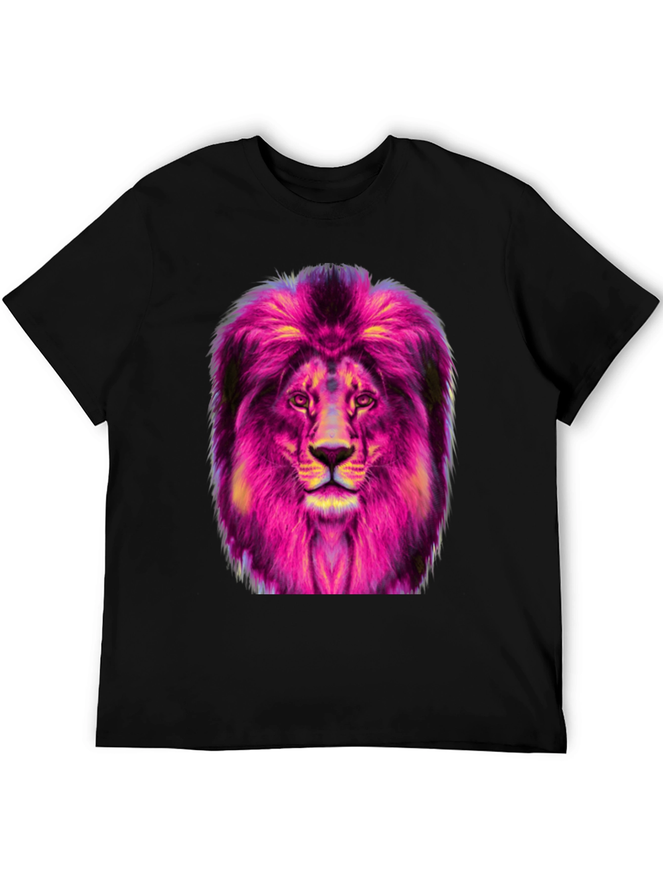 Vibrant Lion Graphic Tee - Mens Black T-Shirt