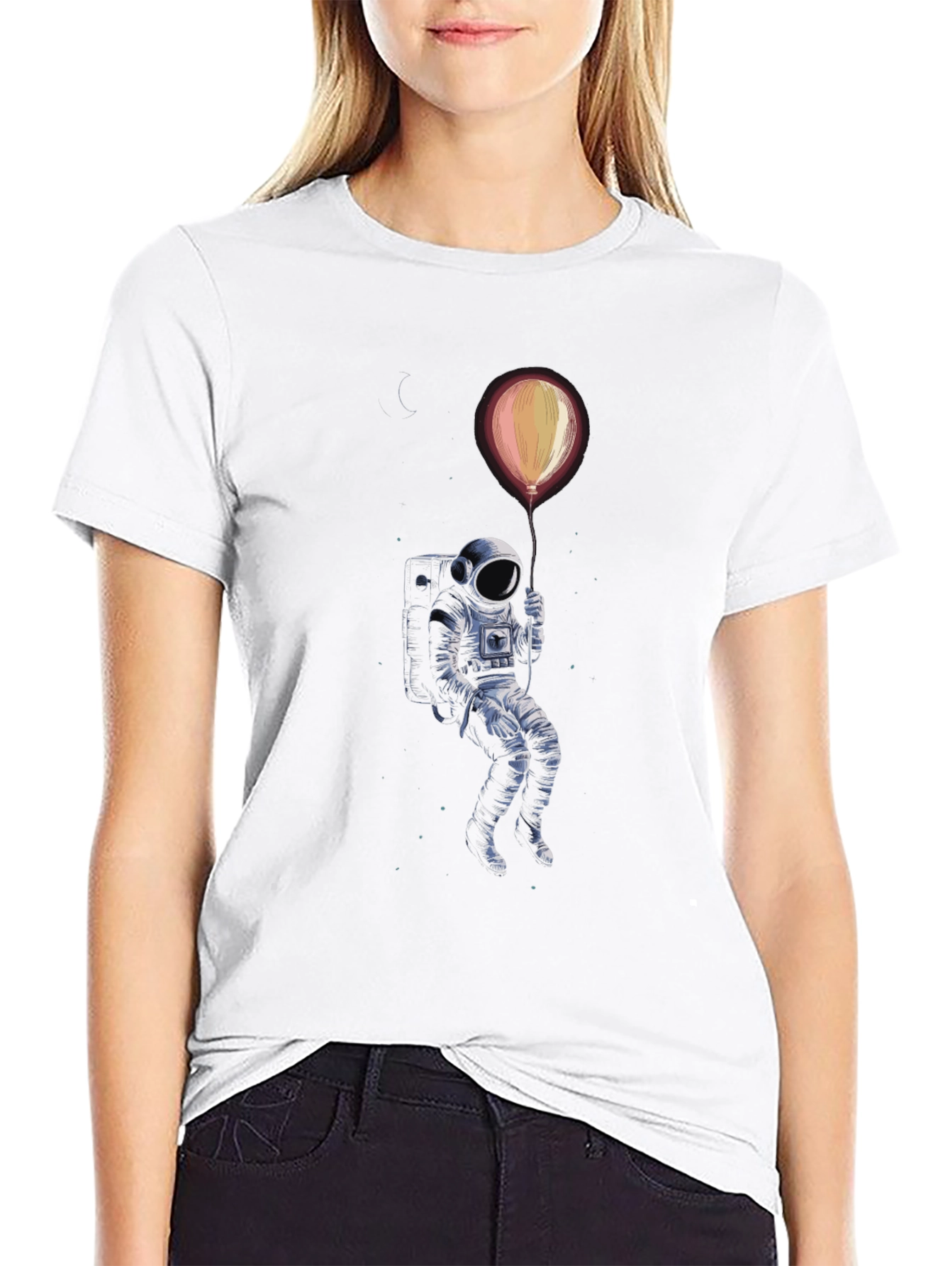 Astronaut Balloon Graphic Tee - Black