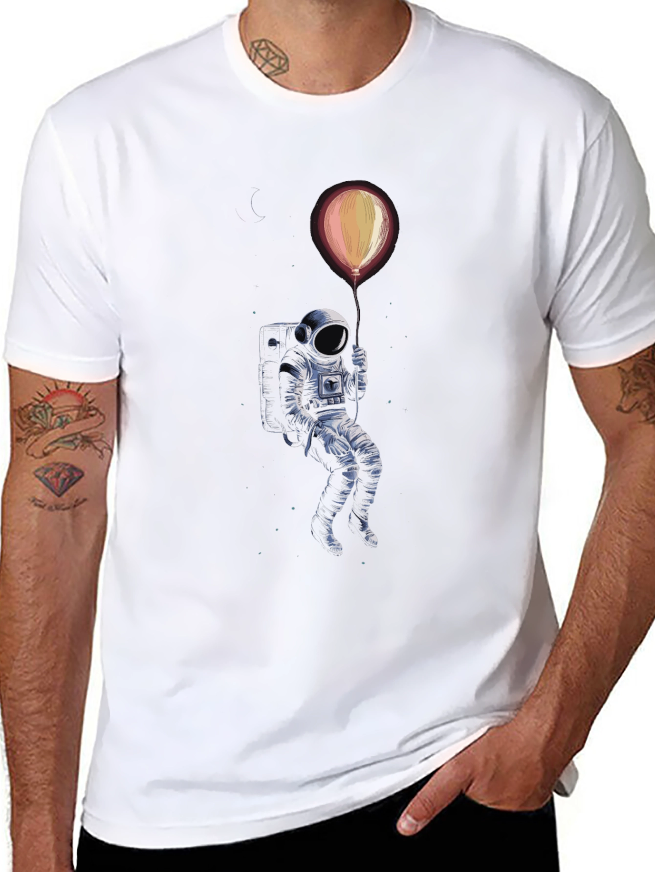Astronaut Balloon Graphic Tee - Black