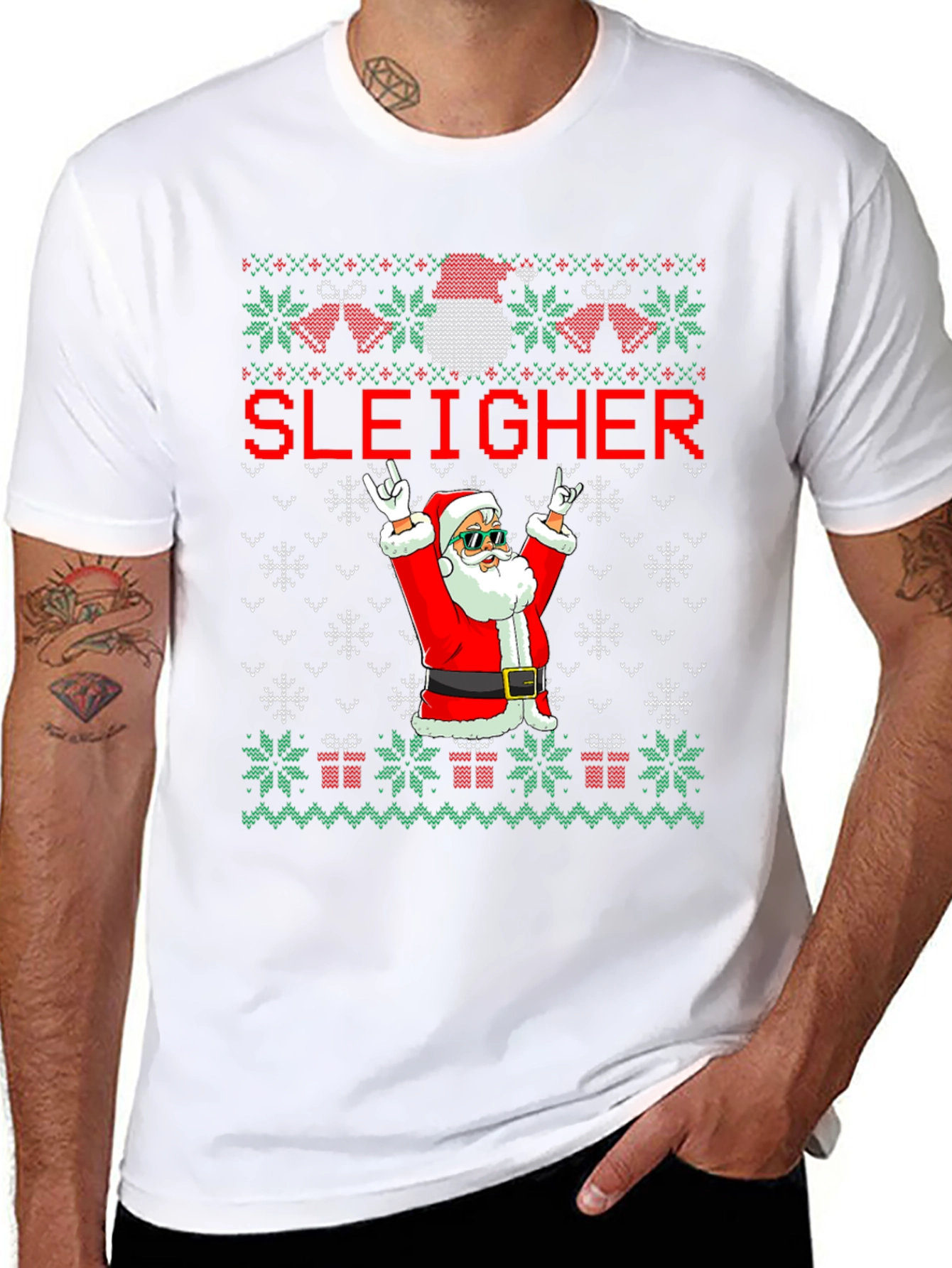 Sleigher Santa Ugly Christmas Sweater T-Shirt