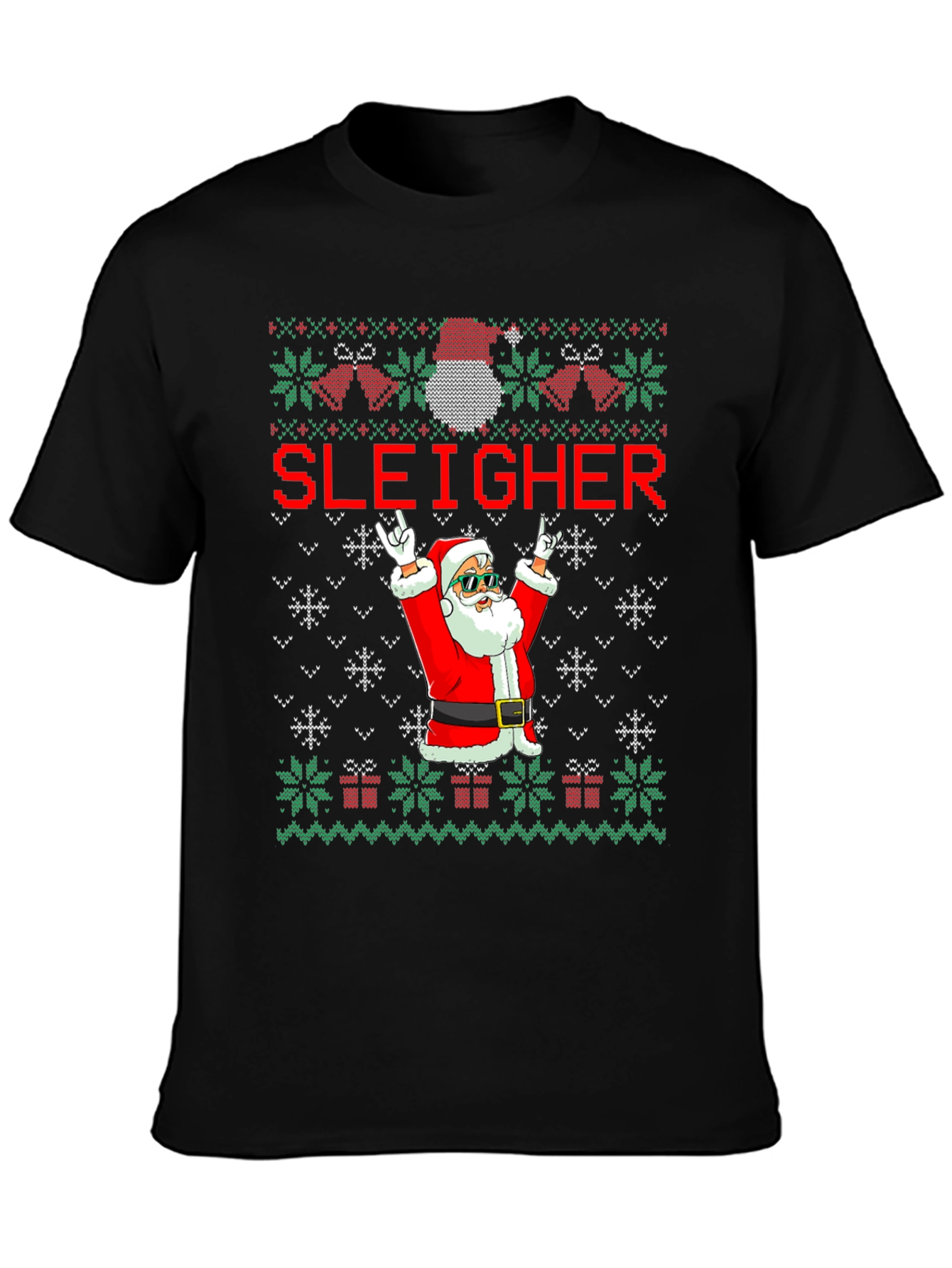 Sleigher Santa Ugly Christmas Sweater T-Shirt