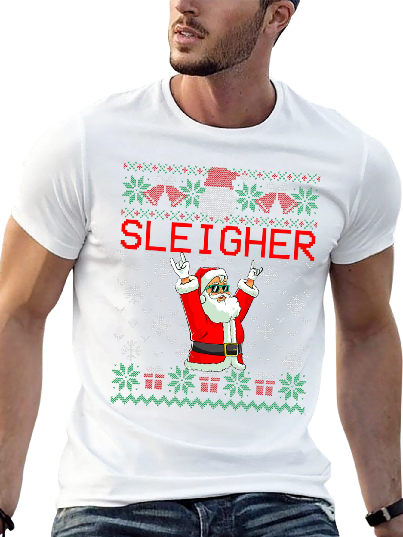Sleigher Santa Ugly Christmas Sweater T-Shirt