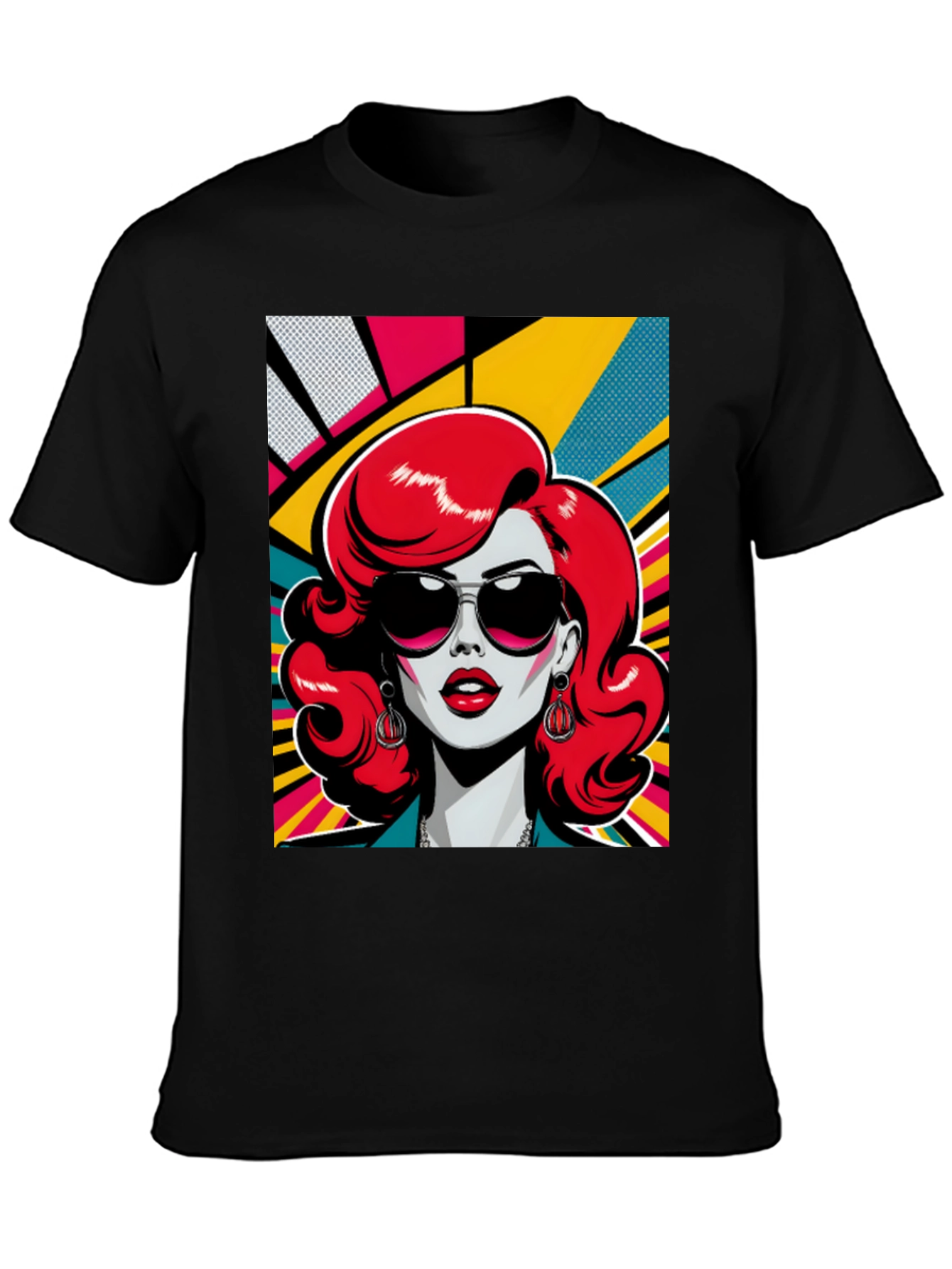 Retro Redhead Graphic Tee - Pop Art Style