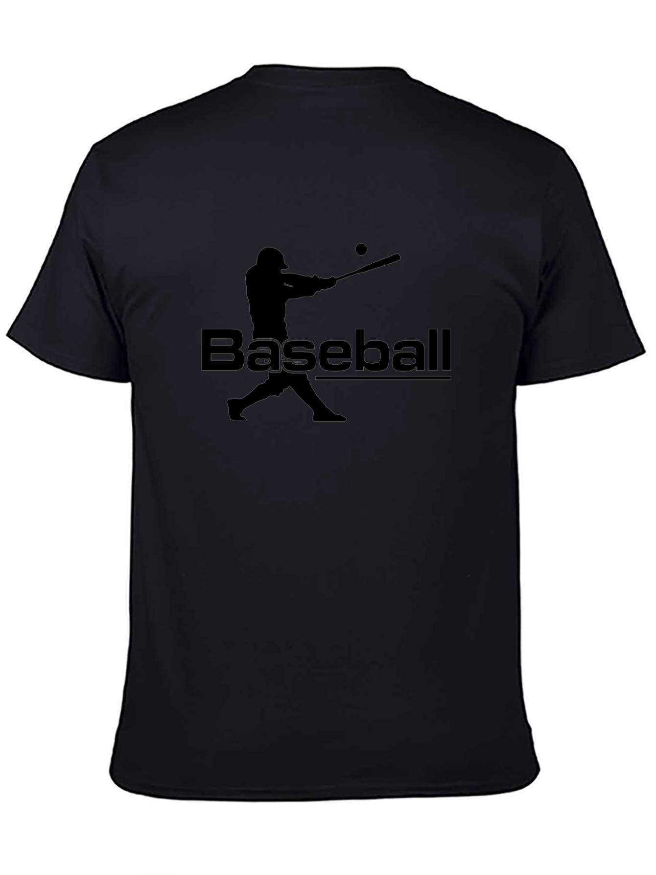 Baseball Player Graphic T-Shirt - Black