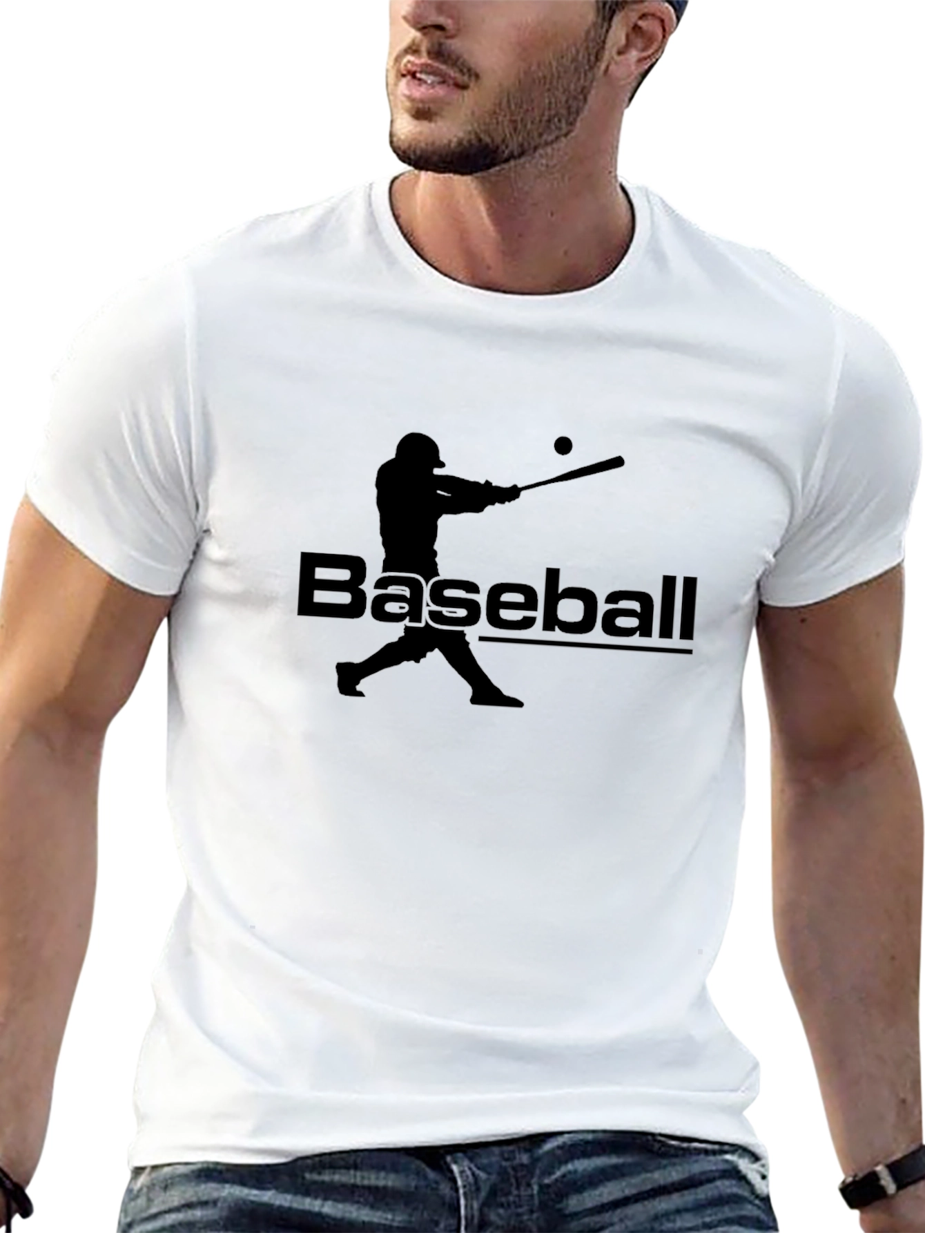 Baseball Player Graphic T-Shirt - Black