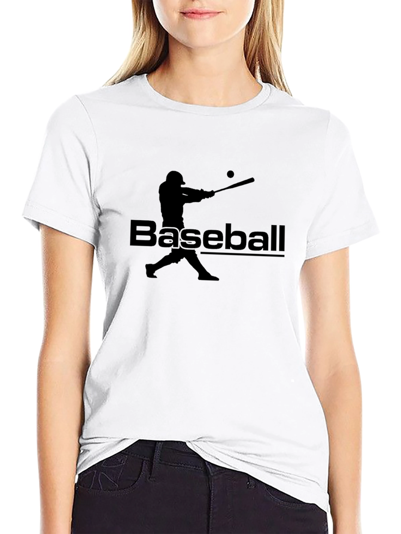 Baseball Player Graphic T-Shirt - Black