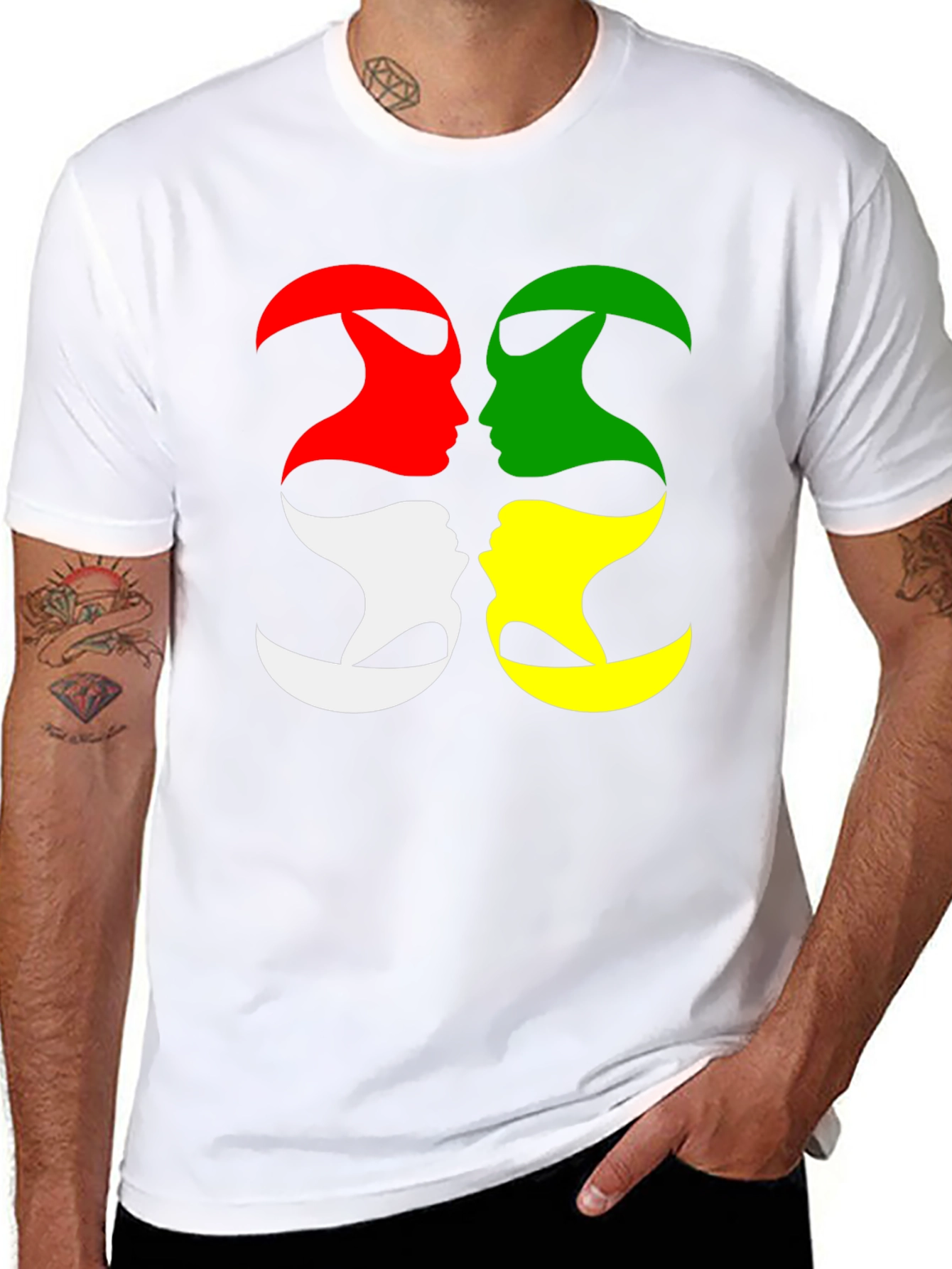 Abstract Face Silhouette Graphic T-Shirt