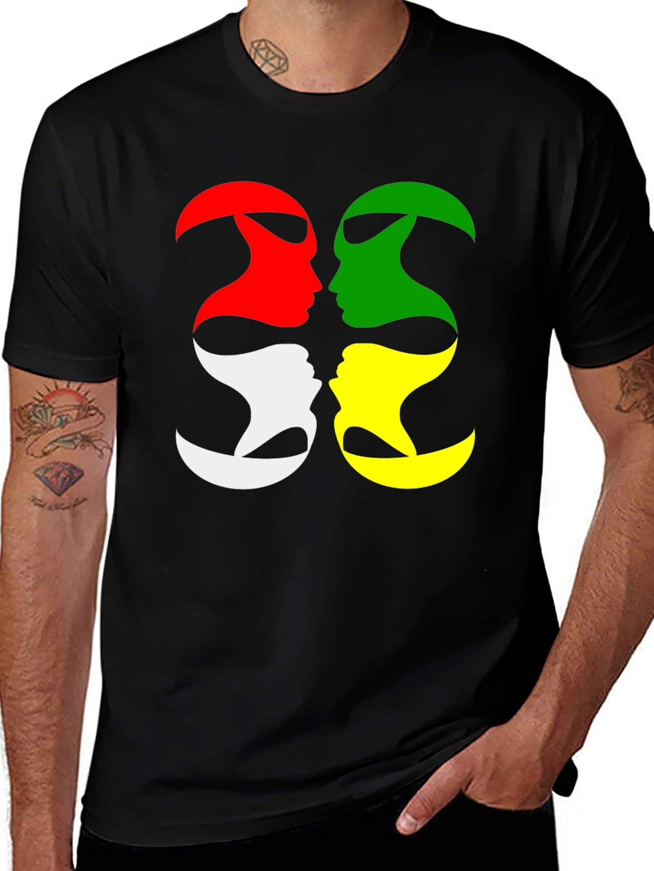Abstract Face Silhouette Graphic T-Shirt