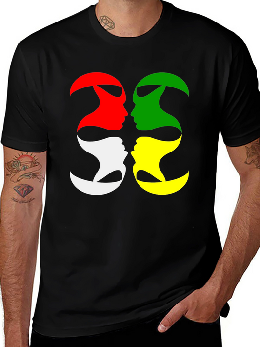 Abstract Face Silhouette Graphic T-Shirt