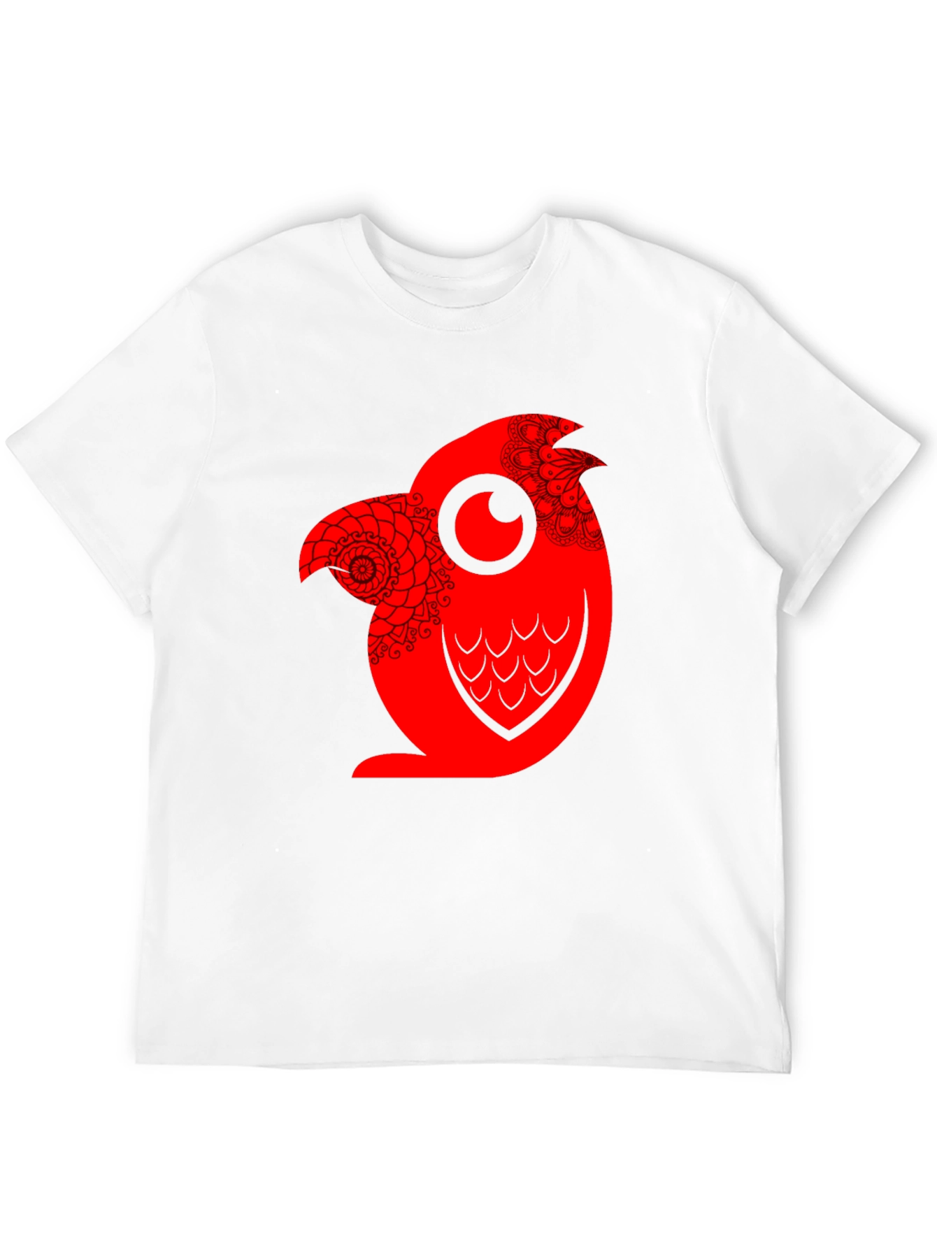 Red Owl Graphic Print Mens Black T-Shirt