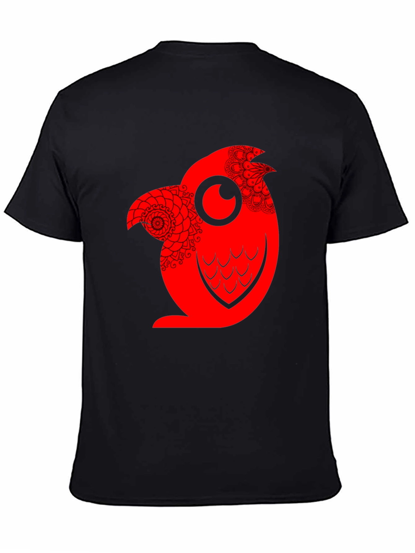 Red Owl Graphic Print Mens Black T-Shirt