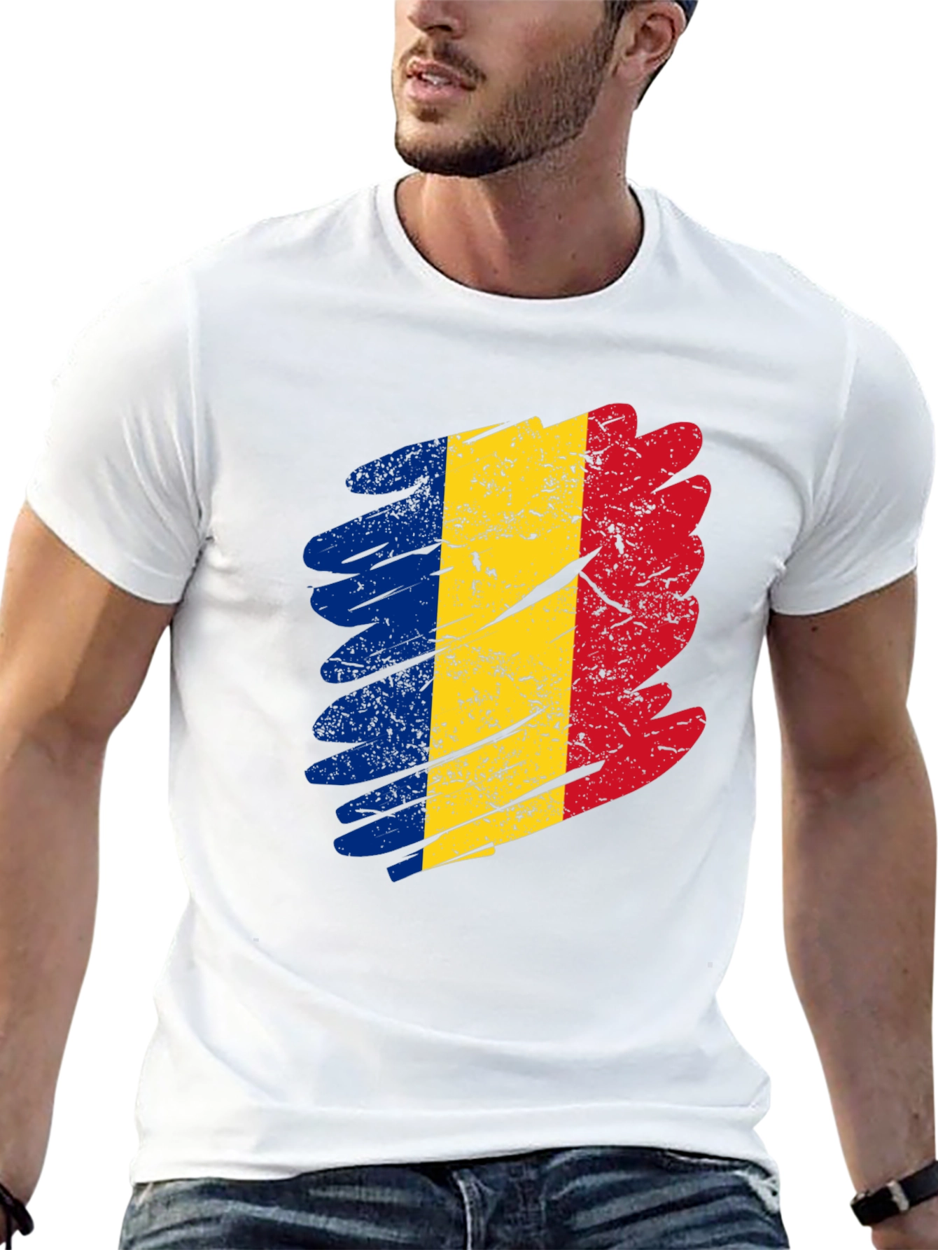 Romania Flag T-Shirt - Distressed Design