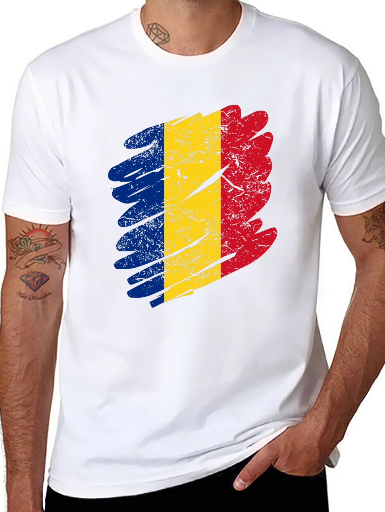 Romania Flag T-Shirt - Distressed Design
