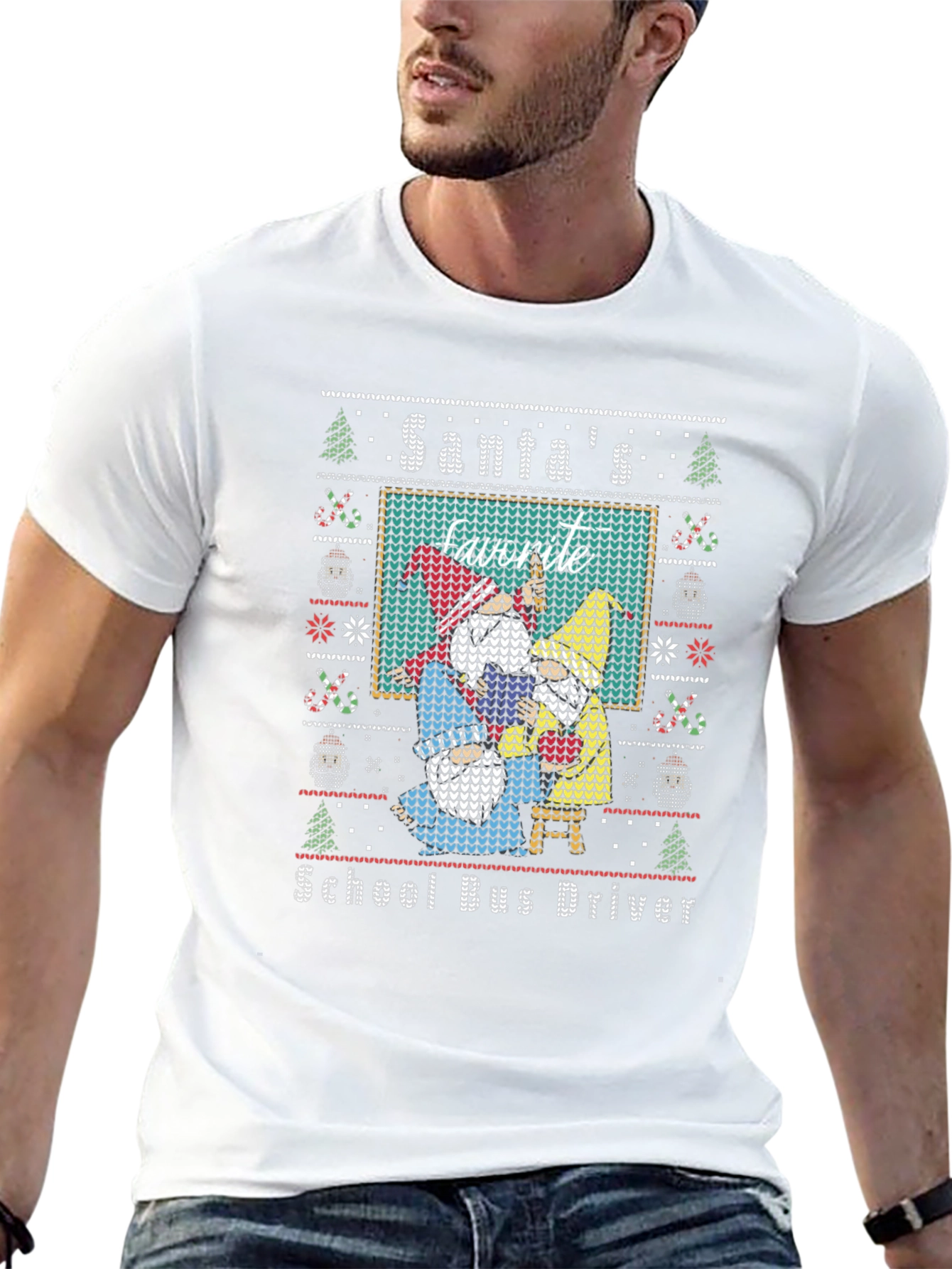Santas Favorite School Bus Driver Christmas T-Shirt