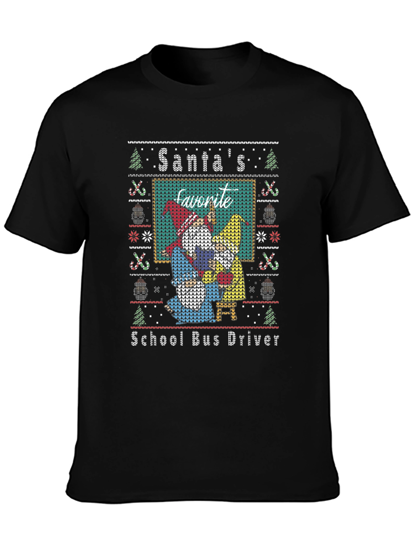 Santas Favorite School Bus Driver Christmas T-Shirt