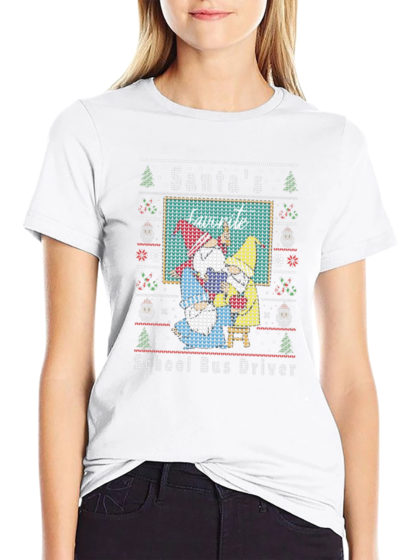 Santas Favorite School Bus Driver Christmas T-Shirt