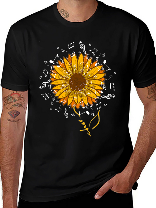 Sunflower Music Notes Graphic T-Shirt