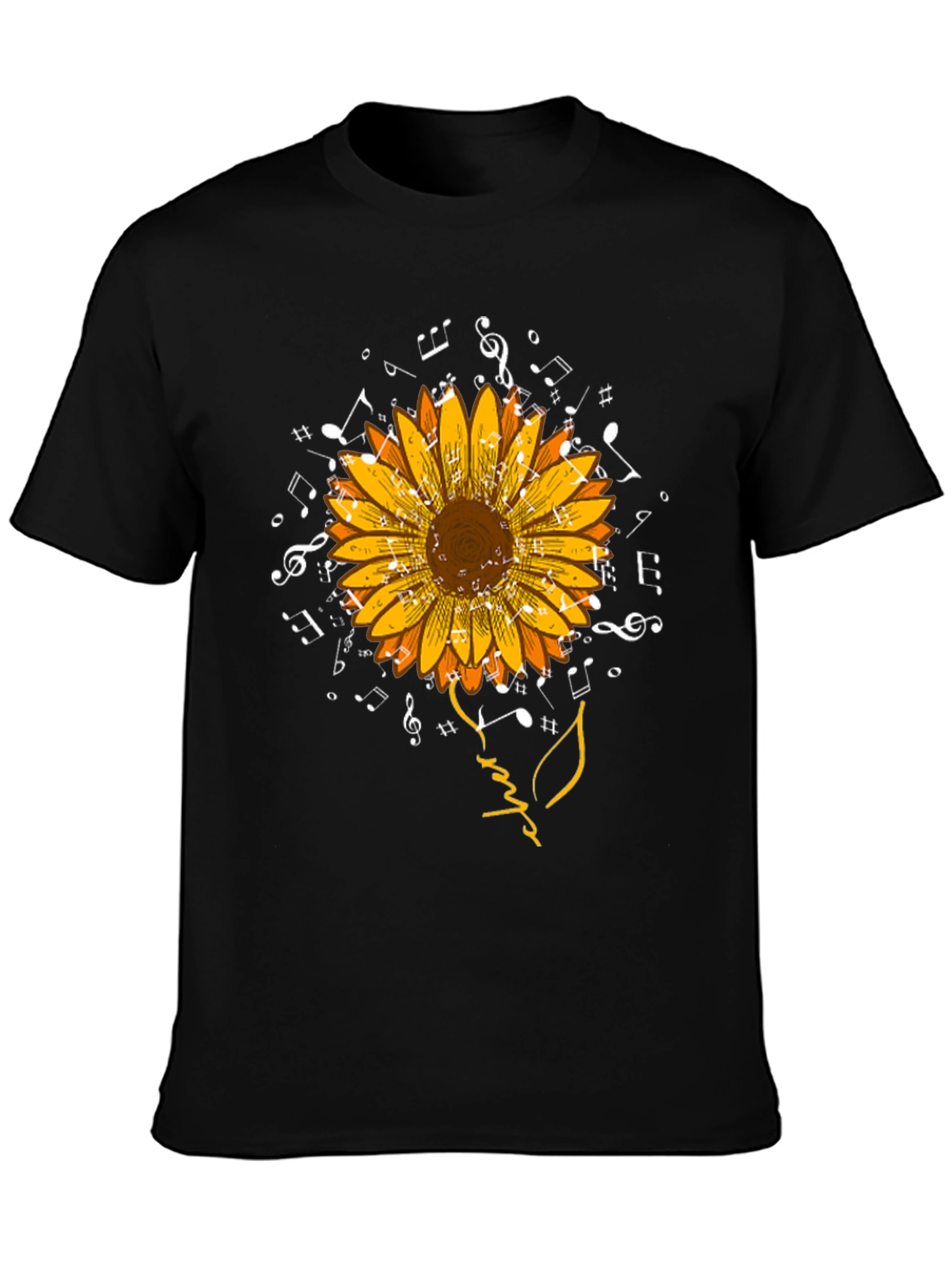 Sunflower Music Notes Graphic T-Shirt