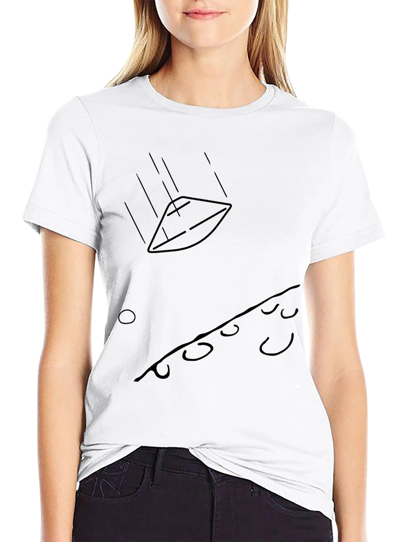 Abstract Falling Object Graphic Tee - Black
