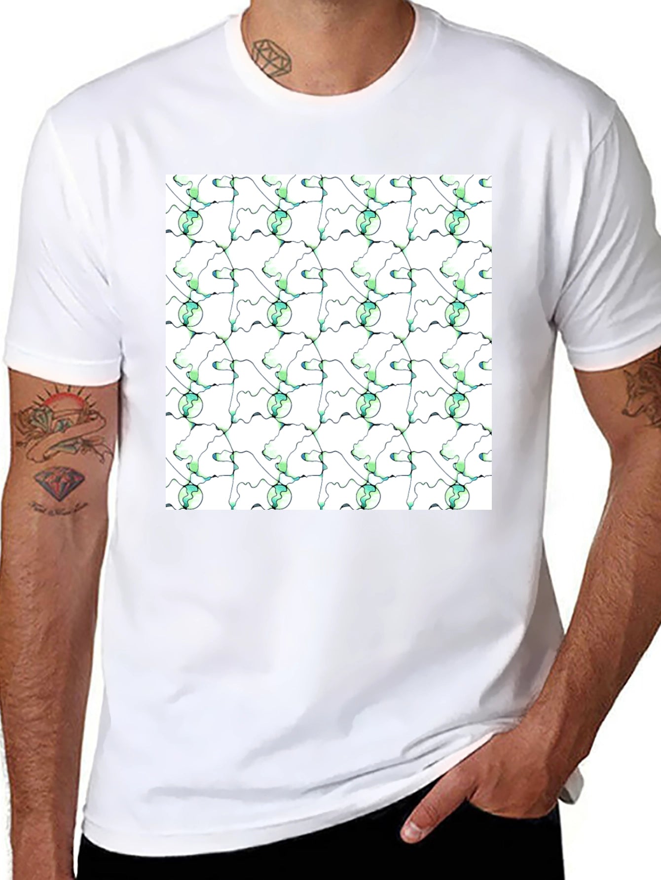 Abstract Green Planet Pattern T-Shirt