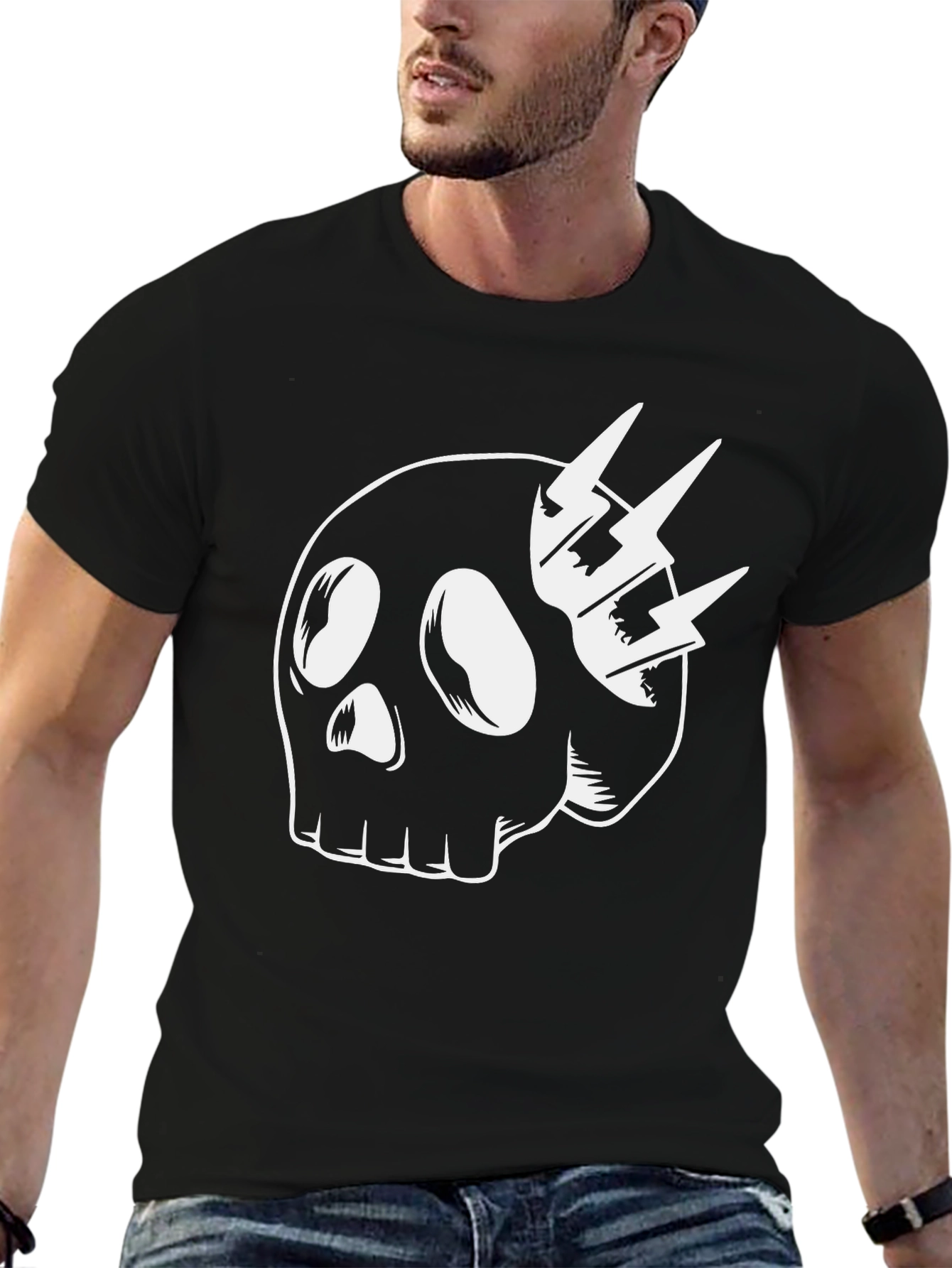 Skull & Lightning Bolt Graphic T-Shirt