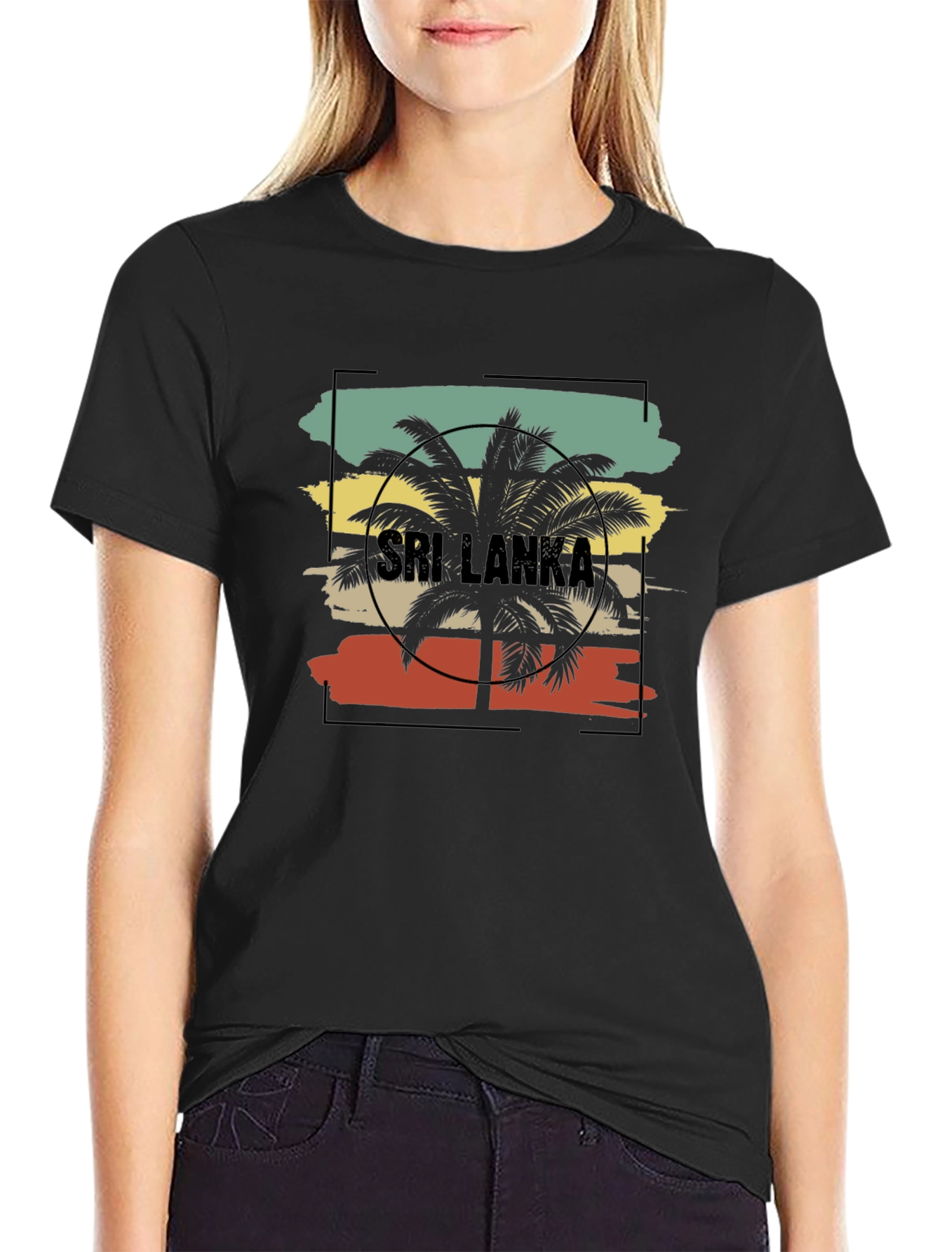 Sri Lanka Palm Tree Graphic Tee - Black