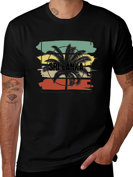 Sri Lanka Palm Tree Graphic Tee - Black