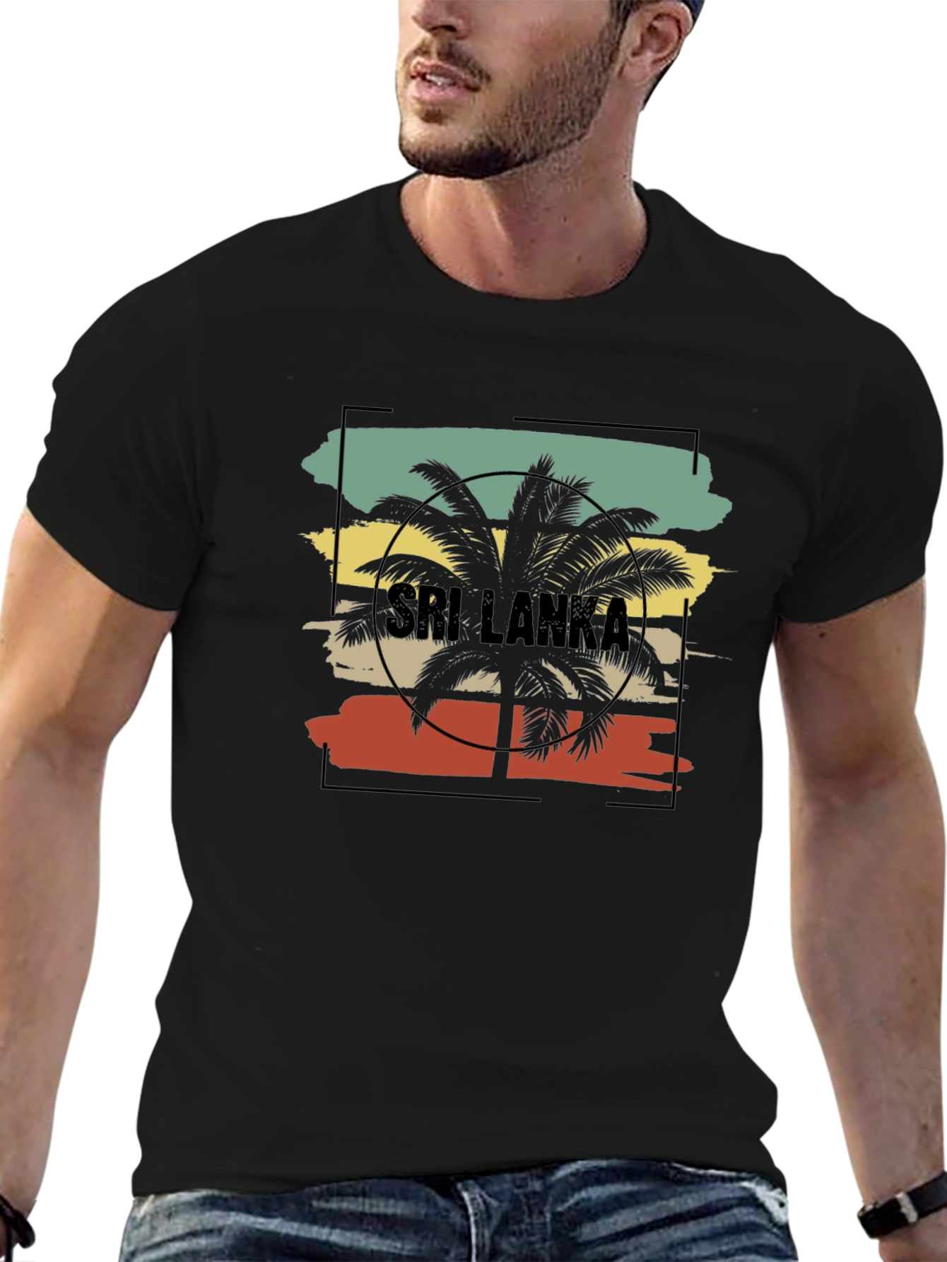 Sri Lanka Palm Tree Graphic Tee - Black