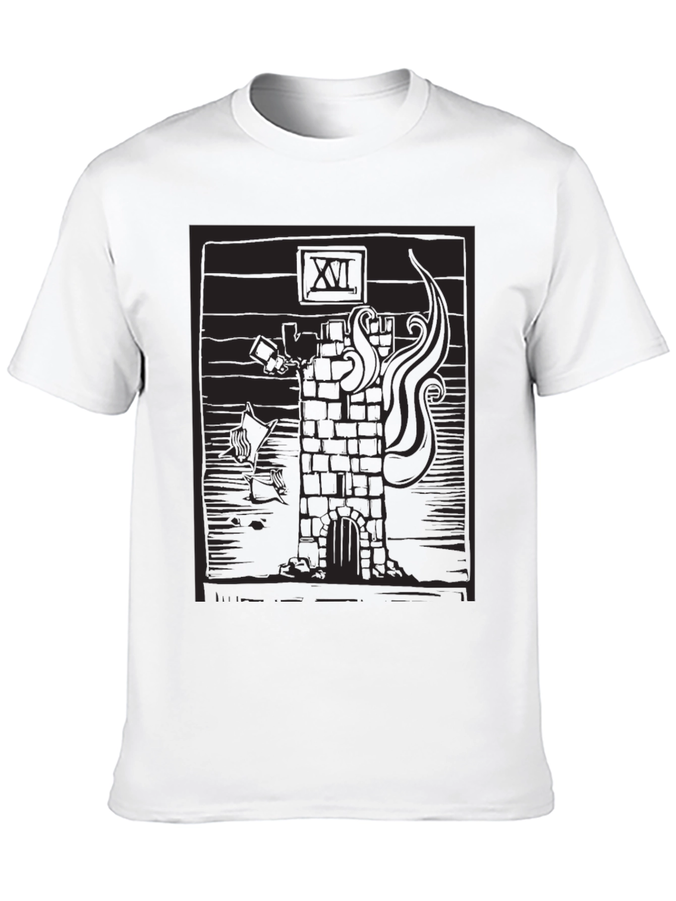 Tower Tarot Card Graphic T-Shirt - Black