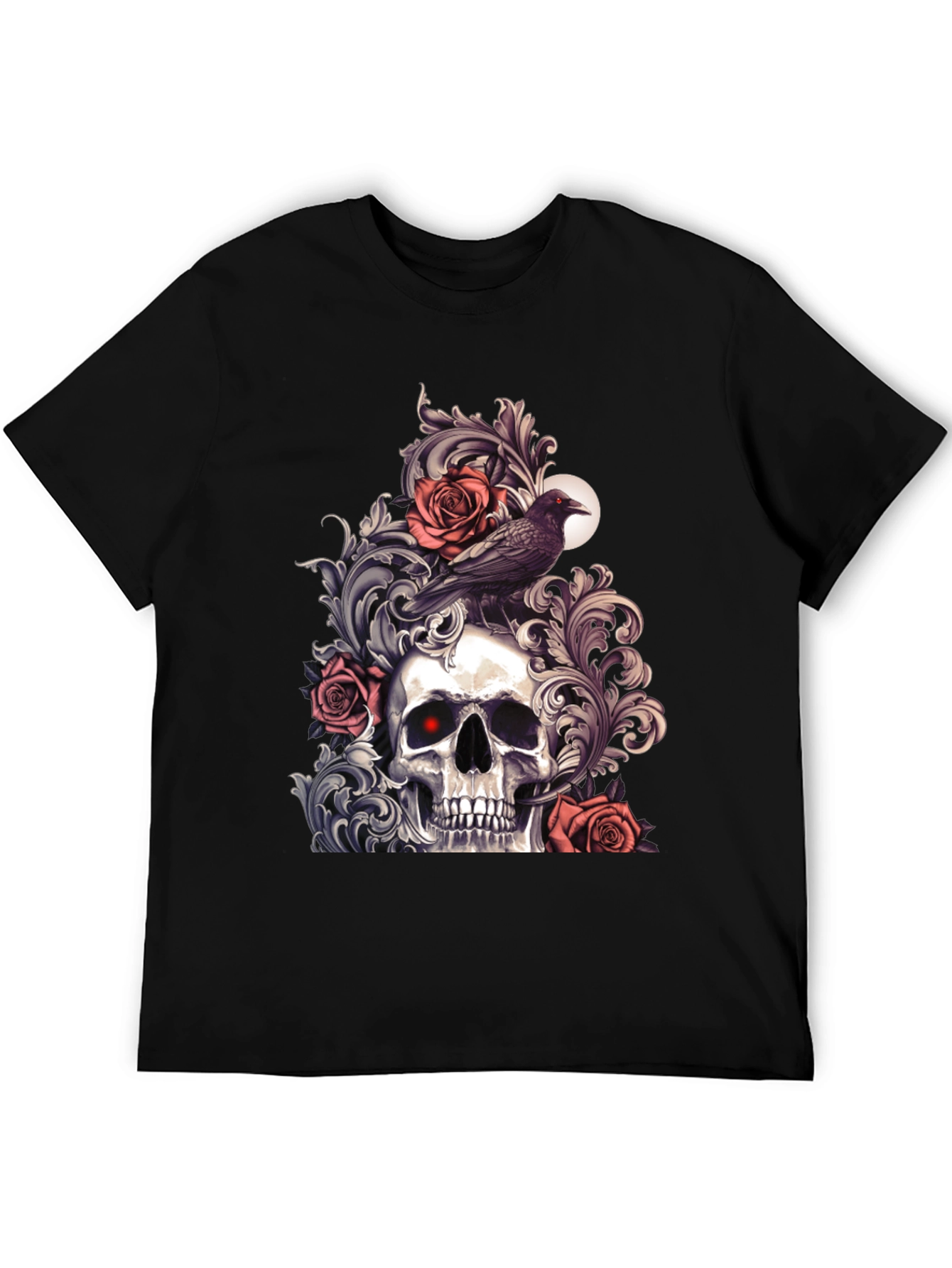Skull & Raven Graphic Tee - Gothic Style