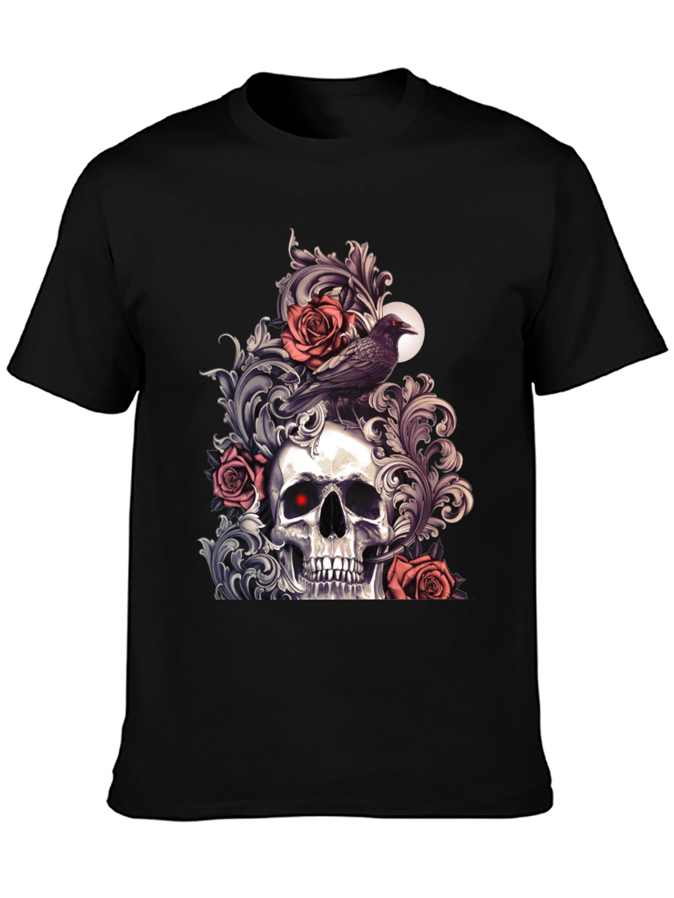 Skull & Raven Graphic Tee - Gothic Style