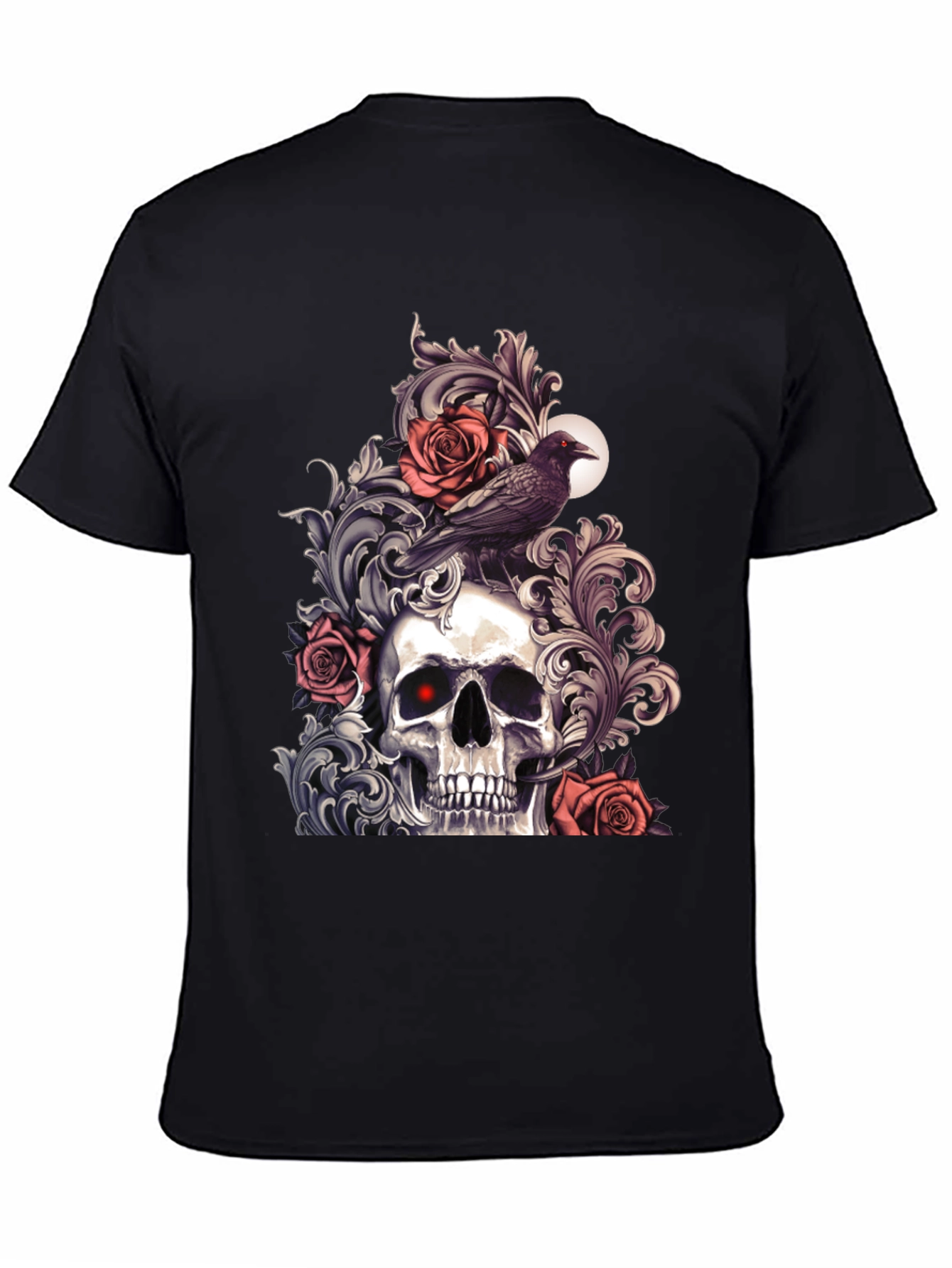 Skull & Raven Graphic Tee - Gothic Style