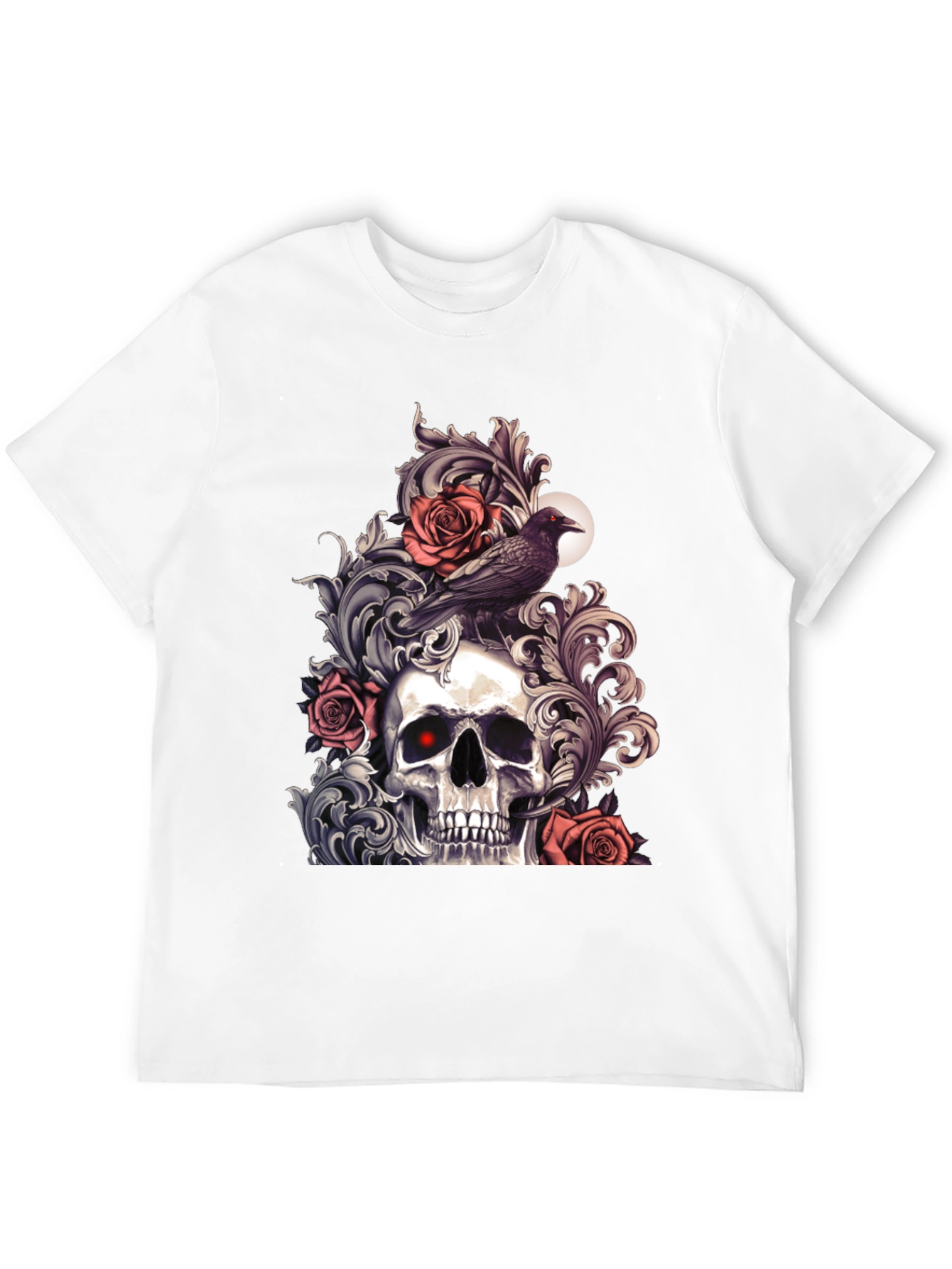 Skull & Raven Graphic Tee - Gothic Style