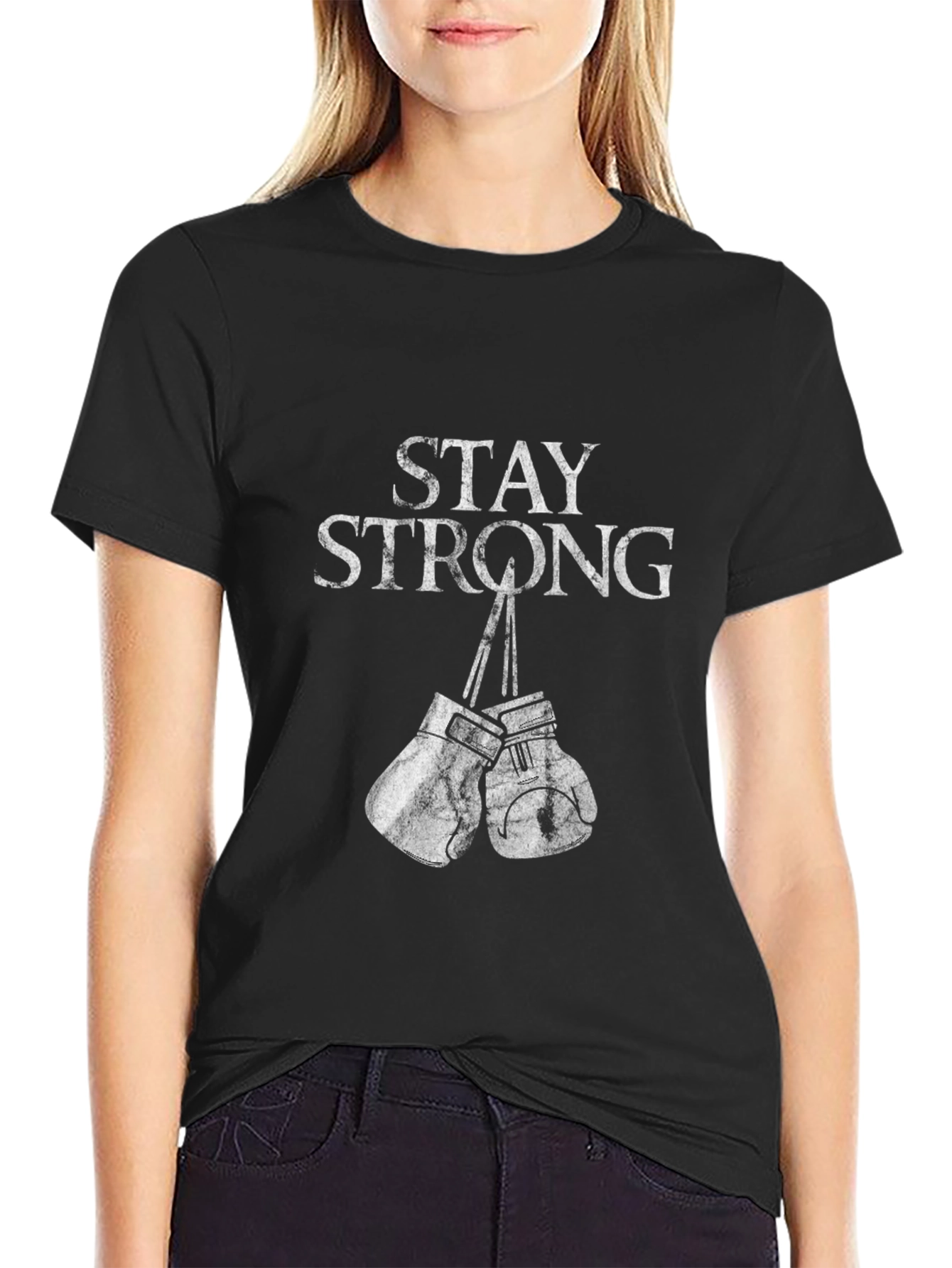 Stay Strong Boxing Gloves Graphic T-Shirt