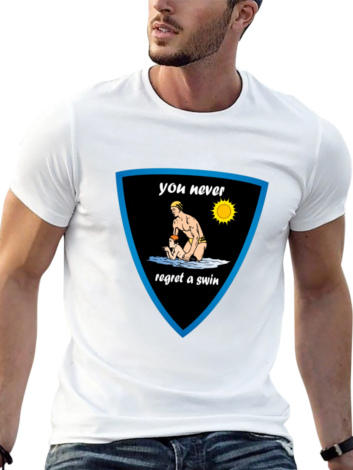 You Never Regret A Swim Black Graphic Tee